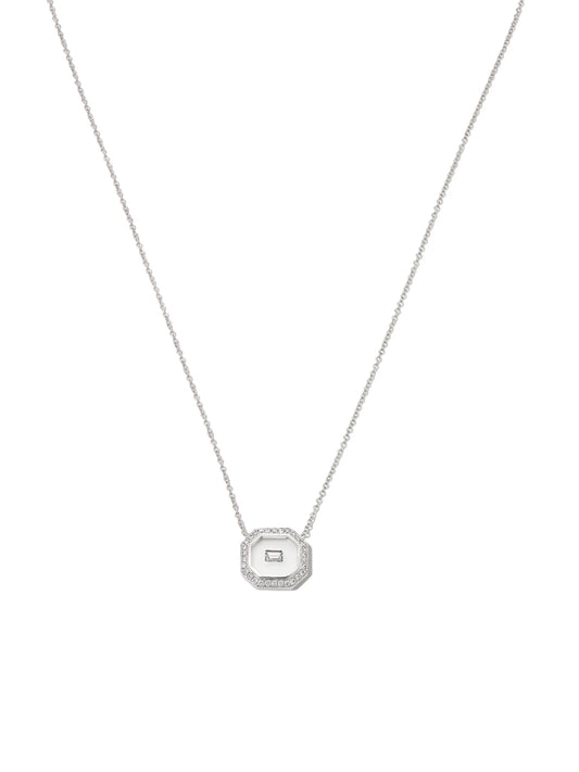 18kt white gold diamond and enamel necklace