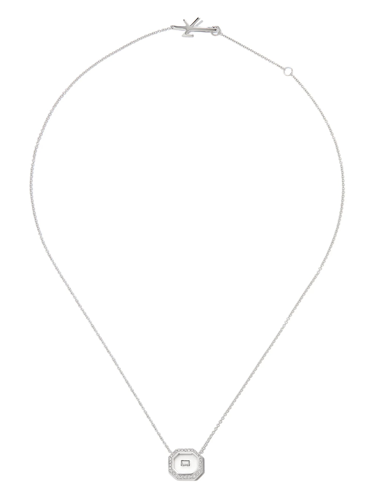 18kt white gold diamond and enamel necklace