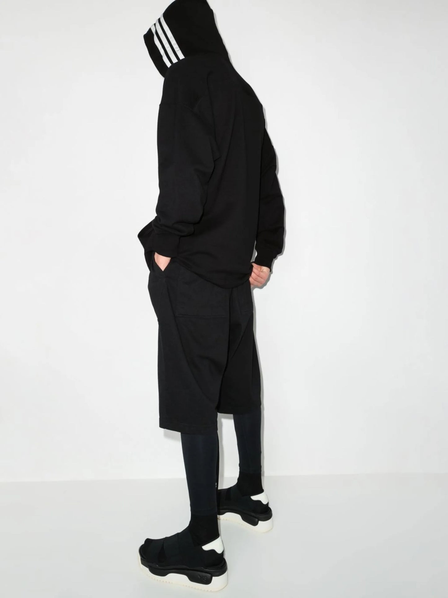 contrast-stripe zip-up hoodie