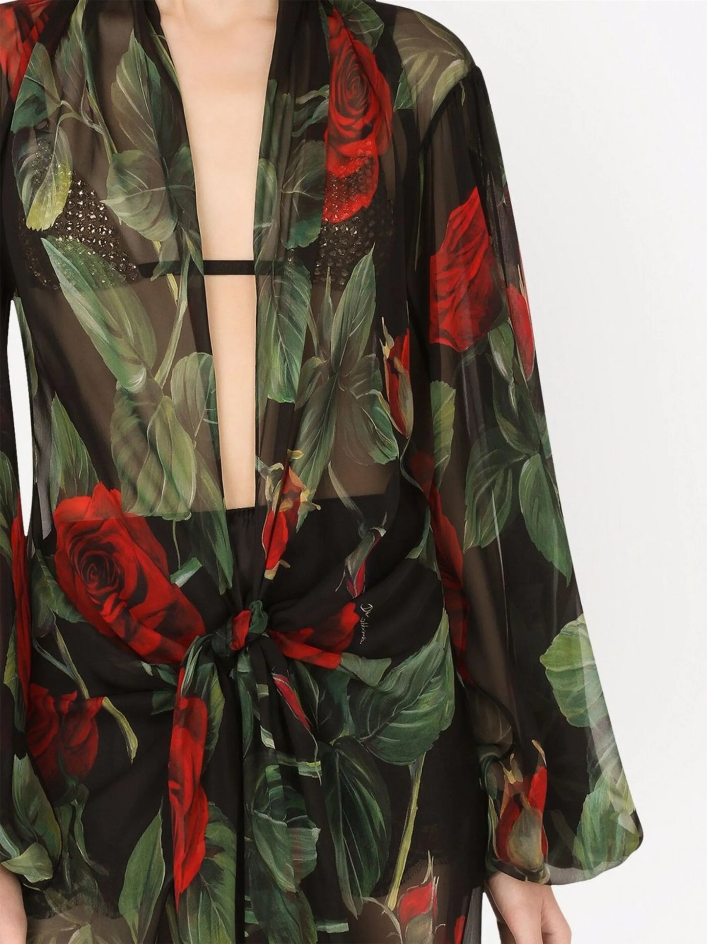 floral-print puff-sleeve dress