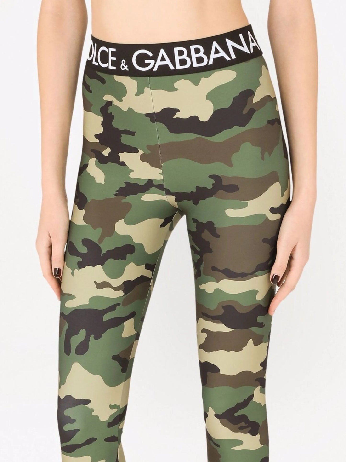 logo-waistband camouflage-print leggings