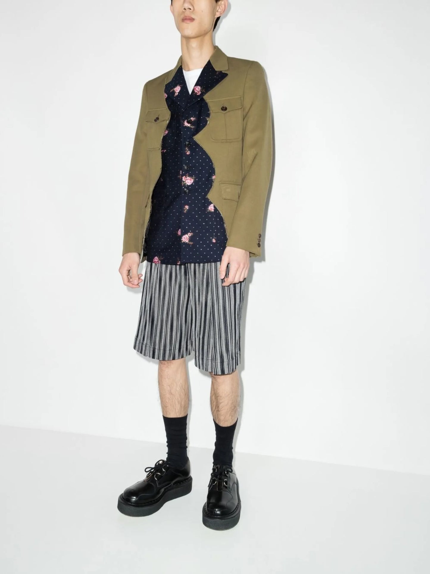 contrasting panel single-breasted blazer