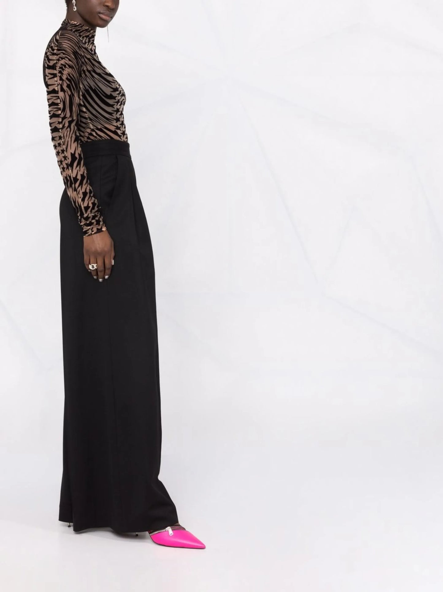 star-print semi-sheer top