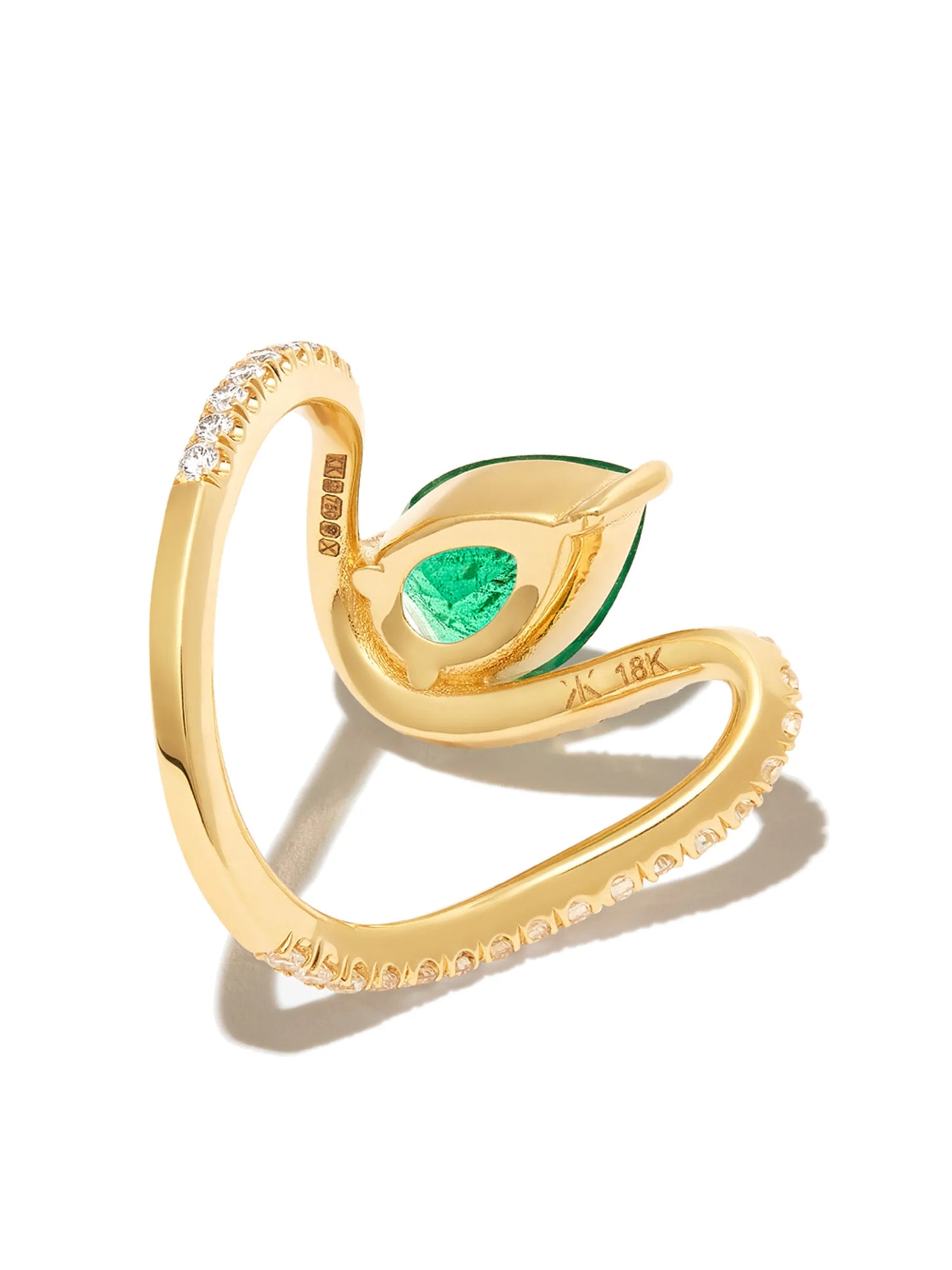 18kt yellow gold Trace emerald and diamond ring