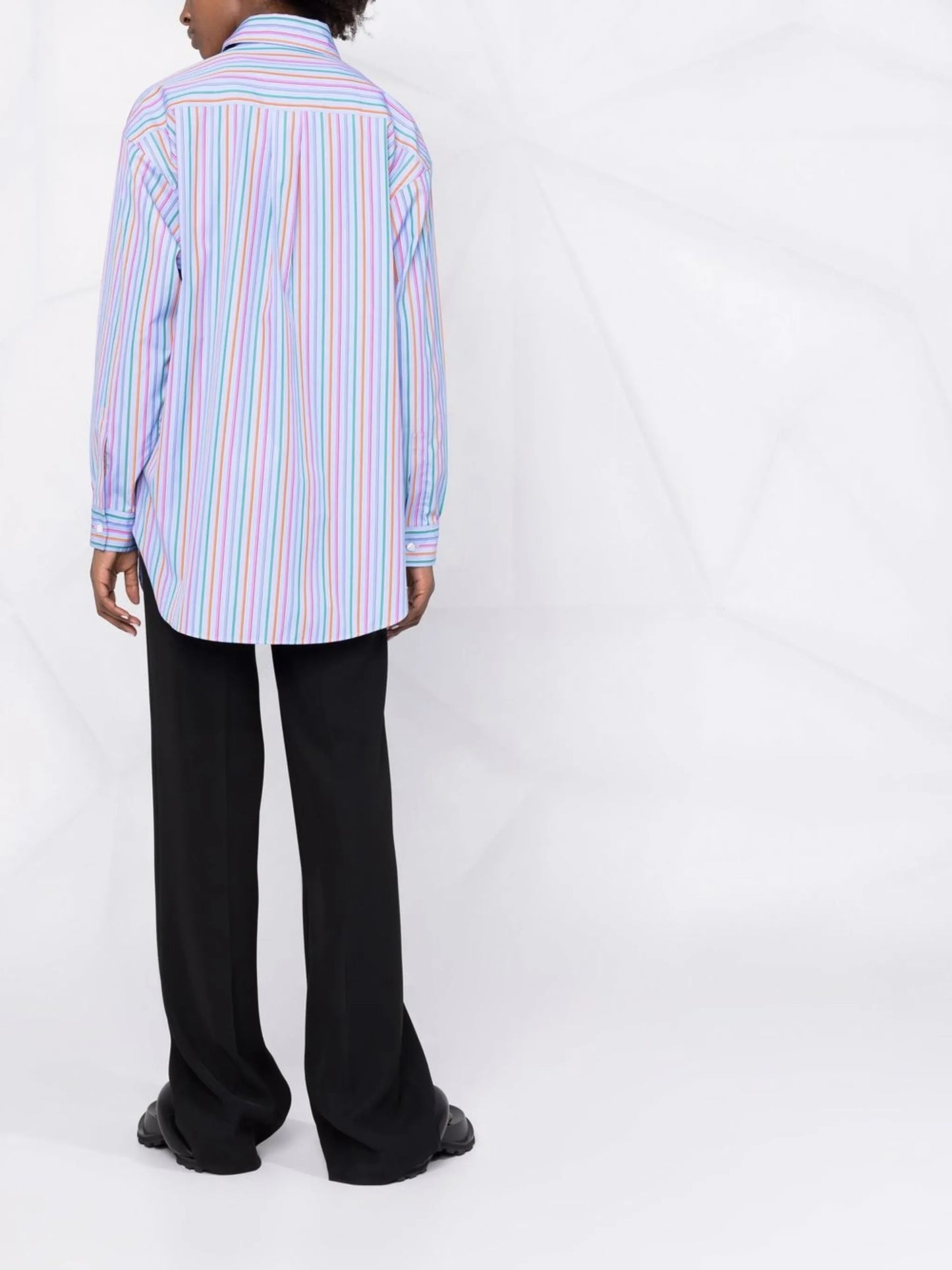 Pegaso-embroidered striped shirt