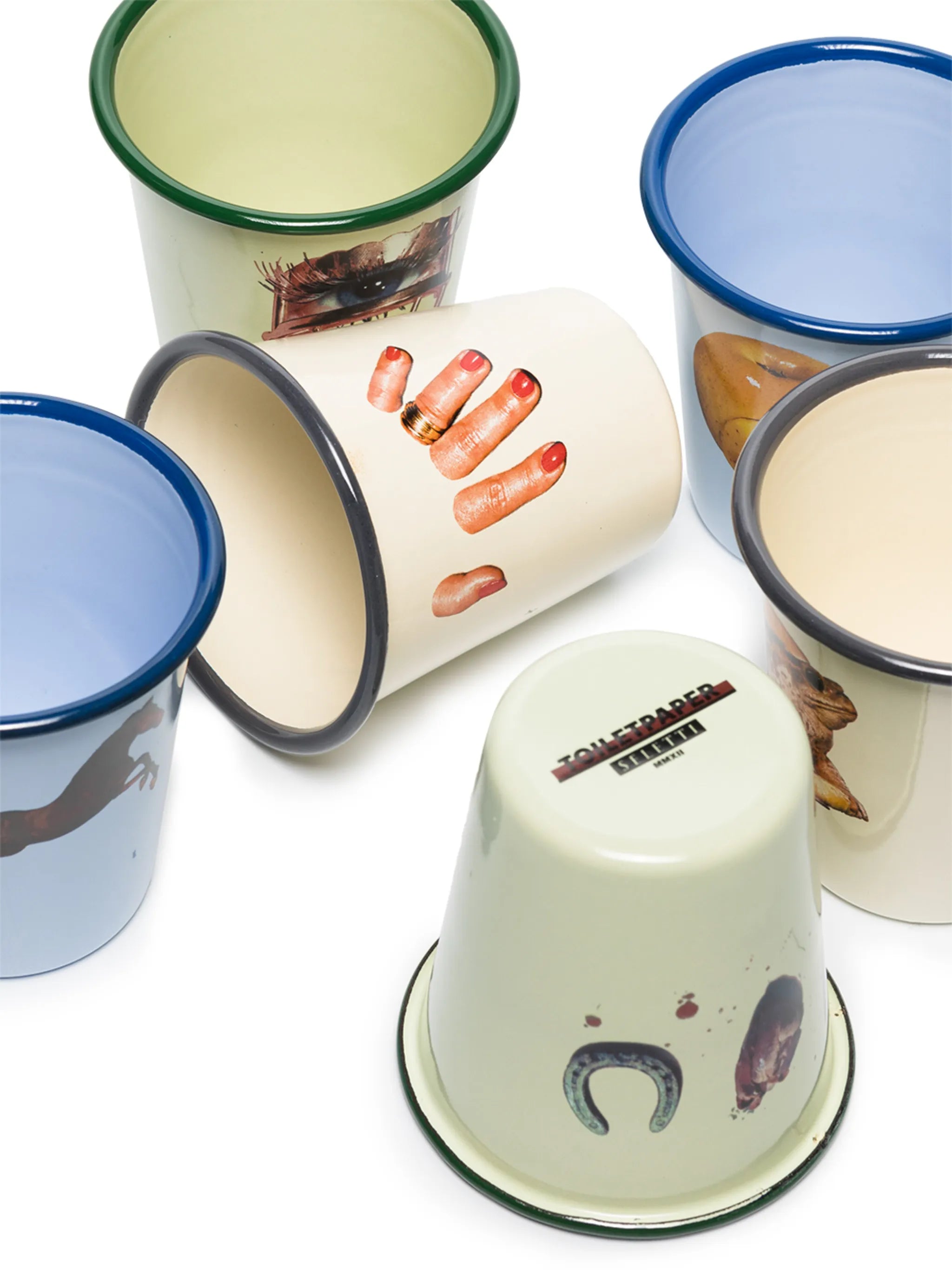 Toiletpaper enamel glasses (set of 6)