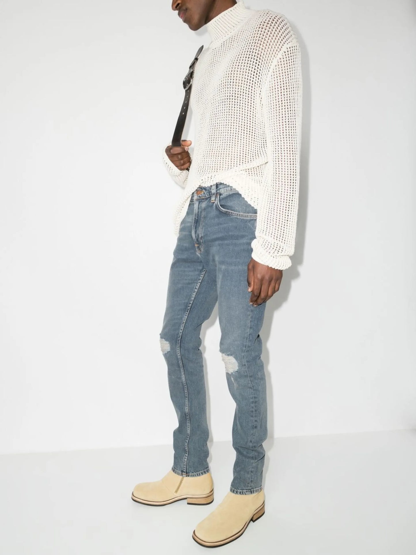 distressed-effect slim-fit jeans