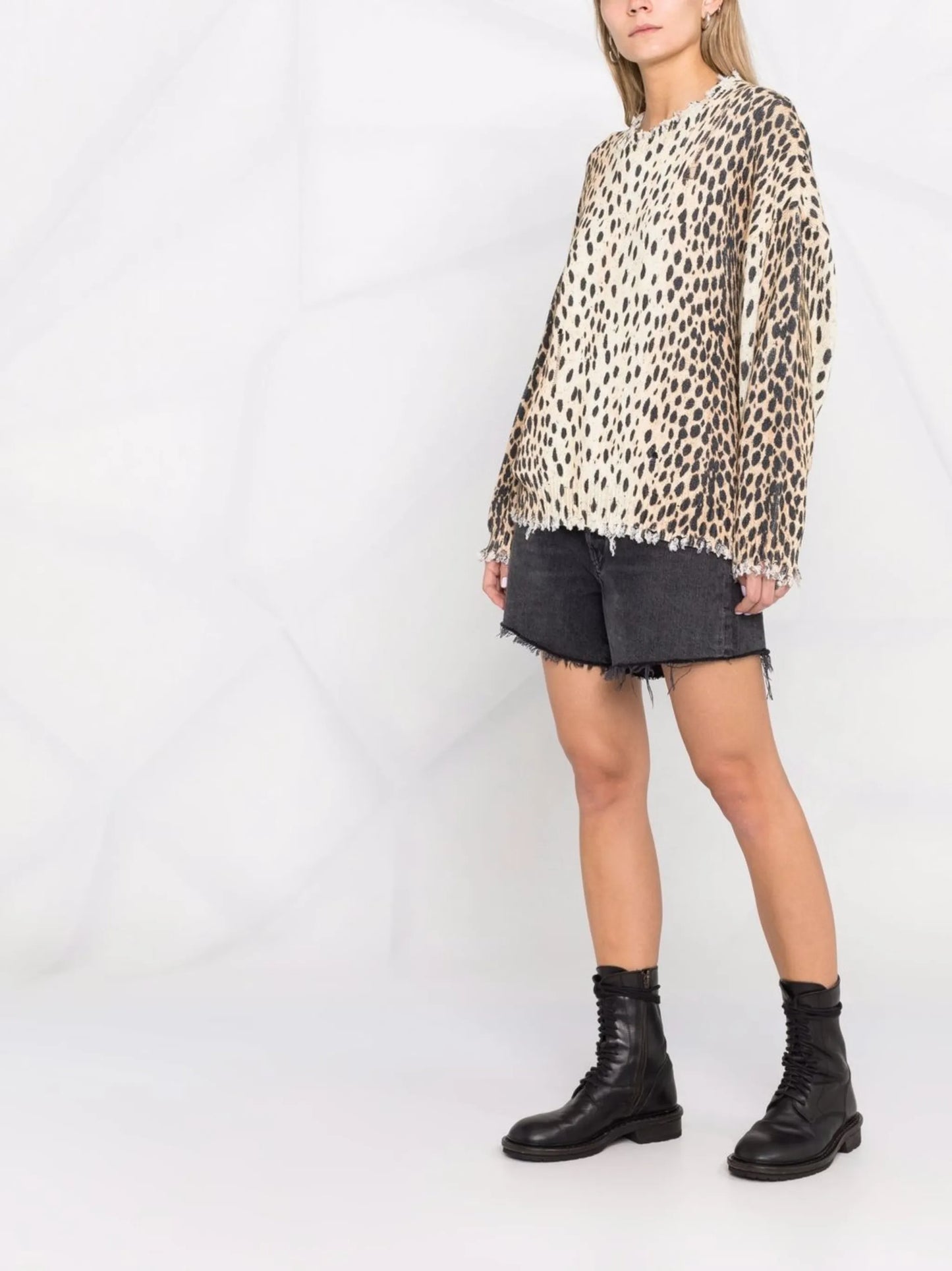 distressed leopard jumper