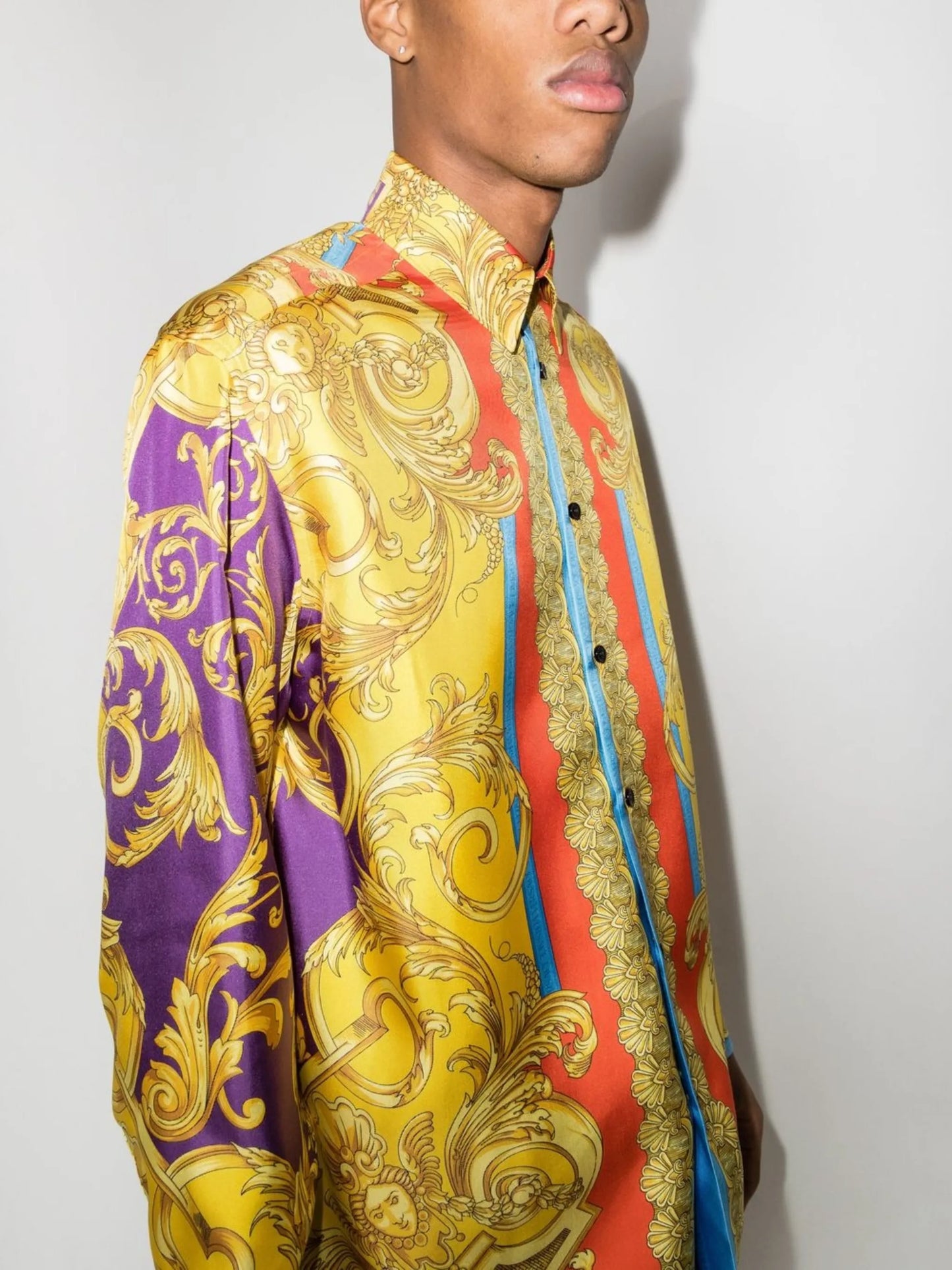 Barocco-print silk shirt