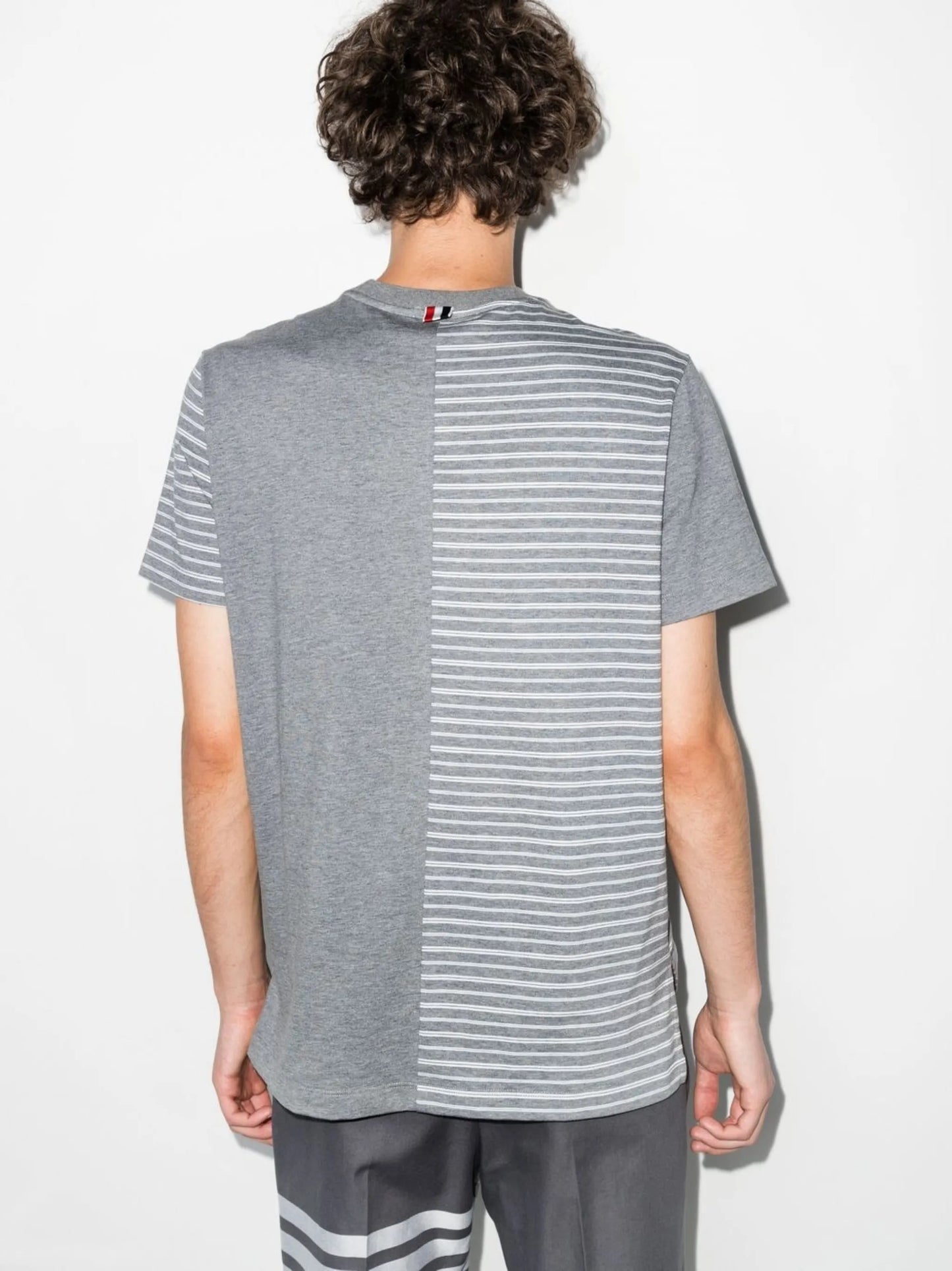 striped panelled T-shirt