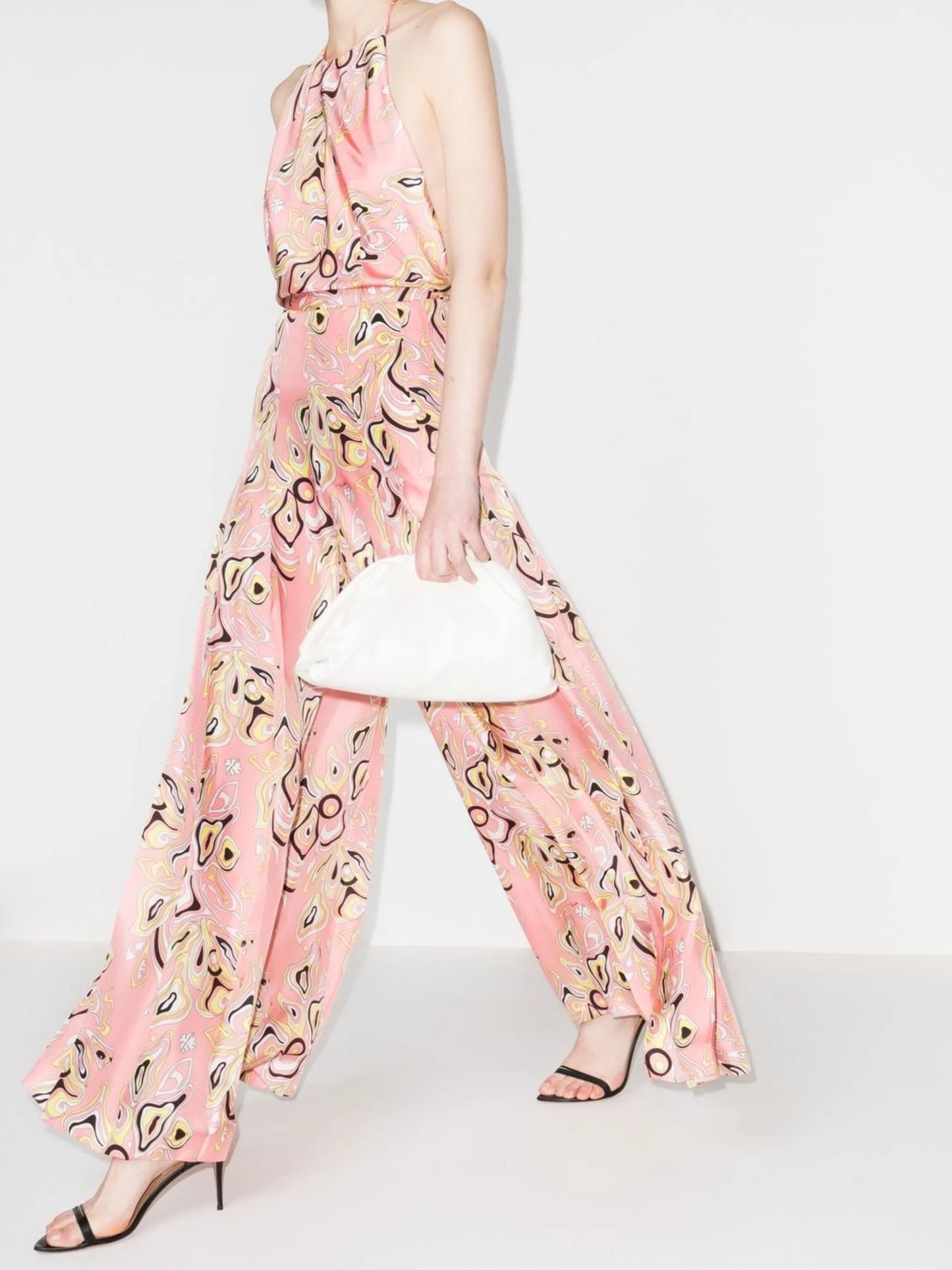 graphic-print halterneck jumpsuit