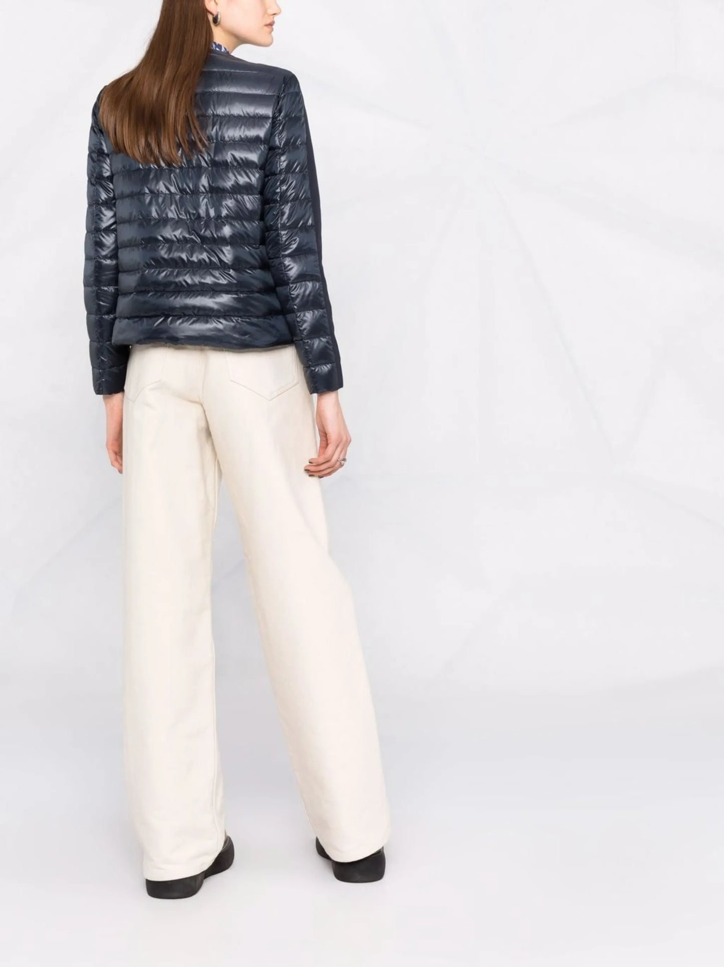 collarless padded jacket