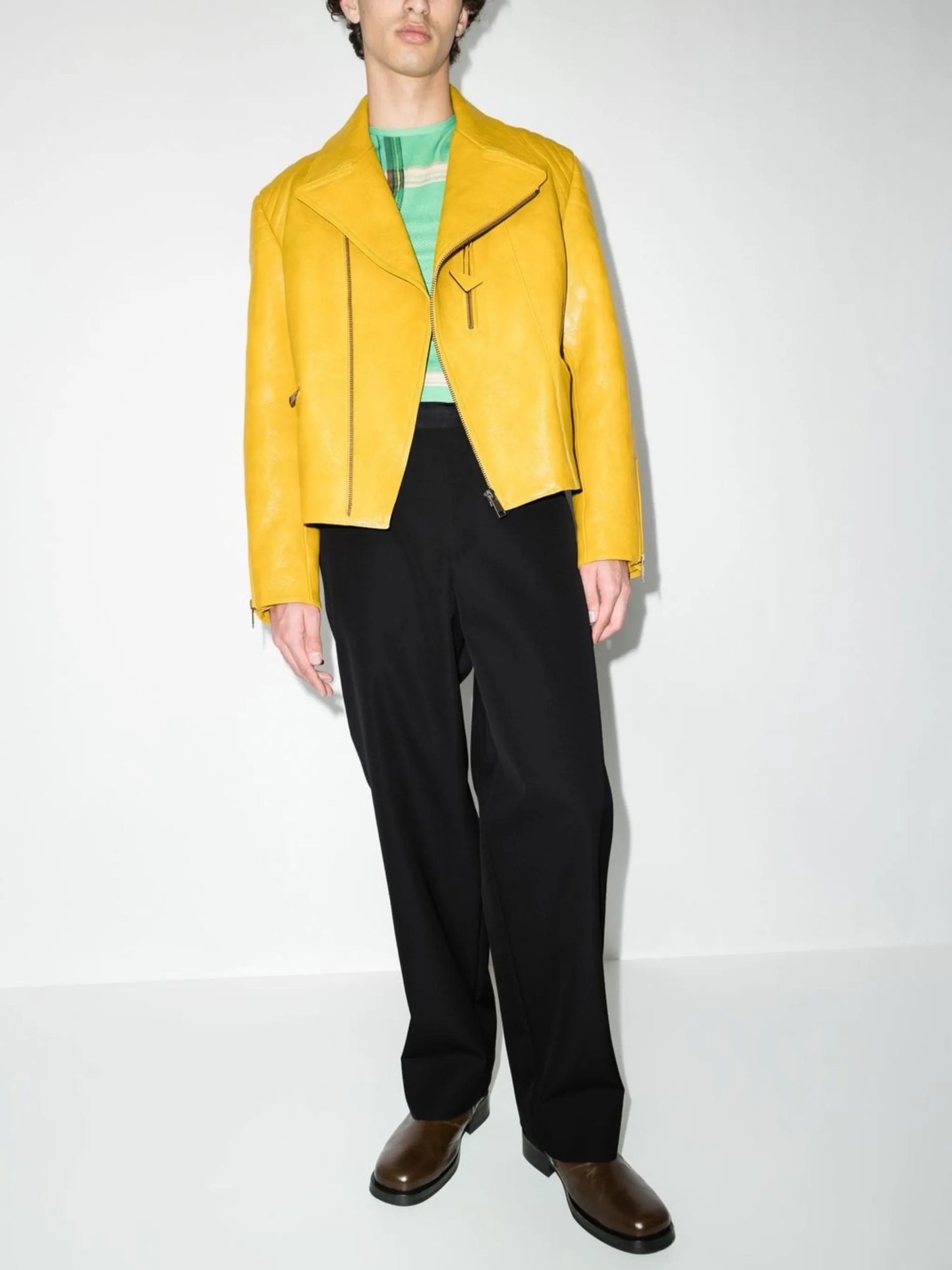 straight-leg wool trousers