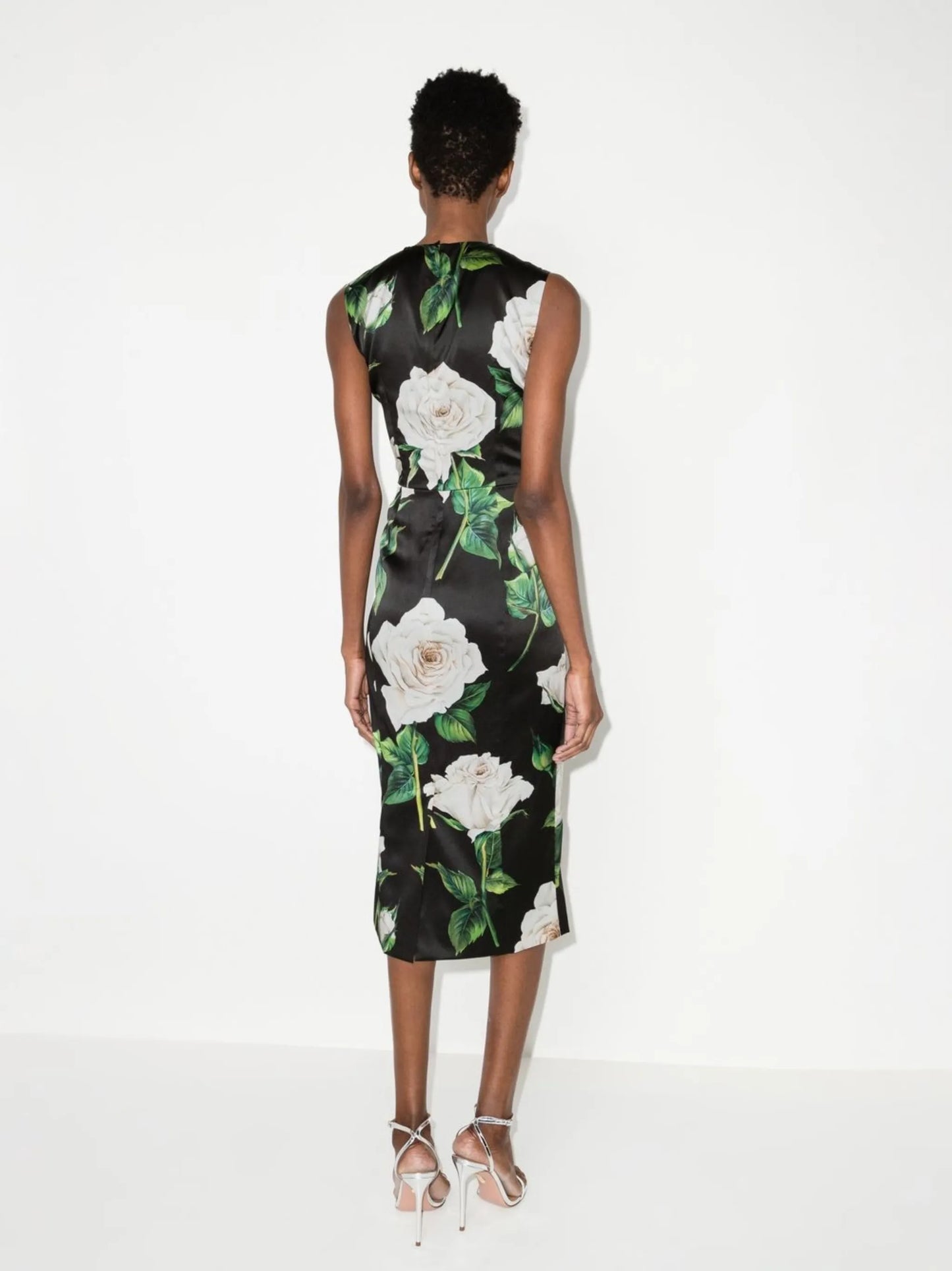 rose-print sleeveless dress