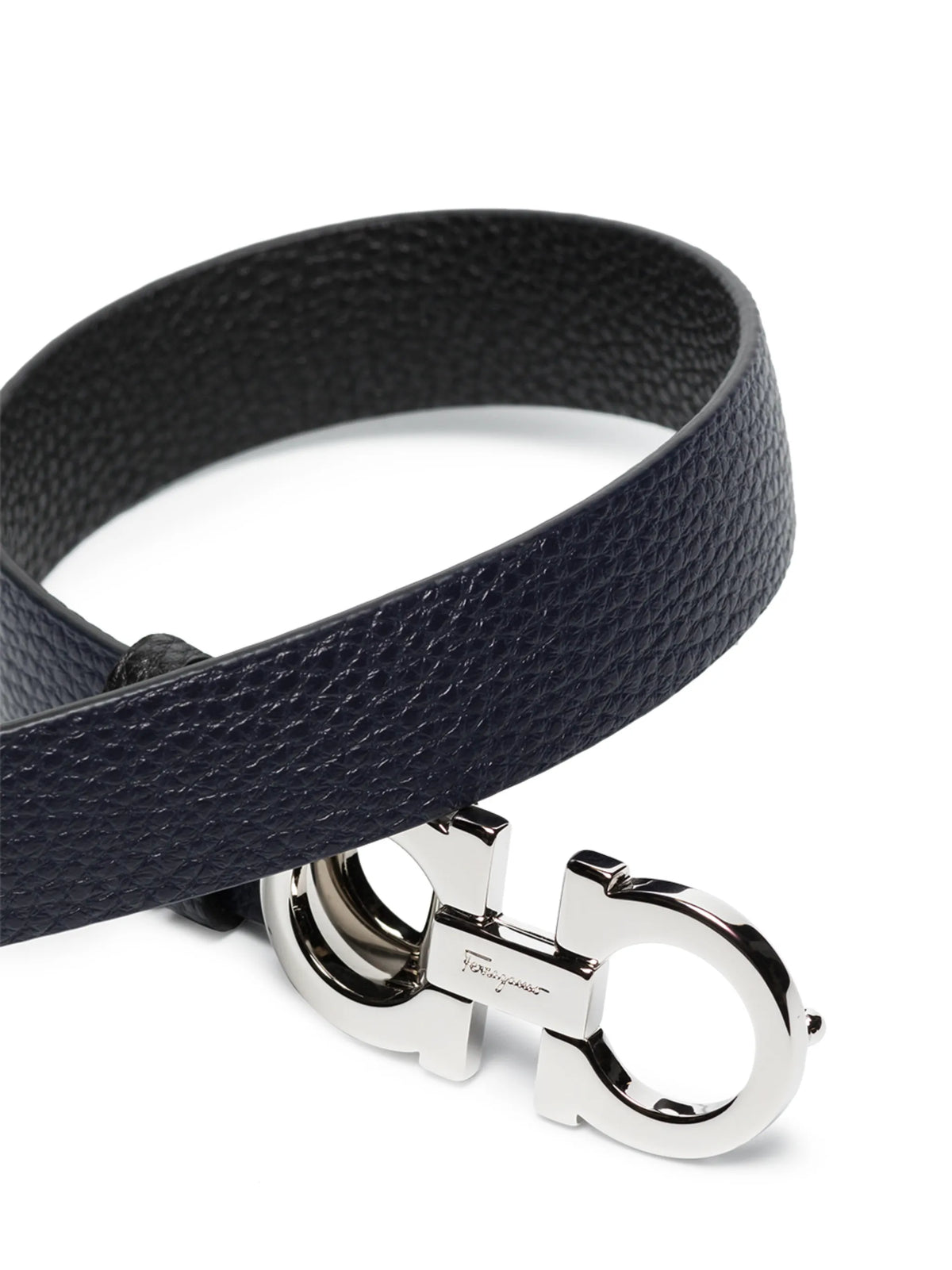 Gancini-buckle reversible belt