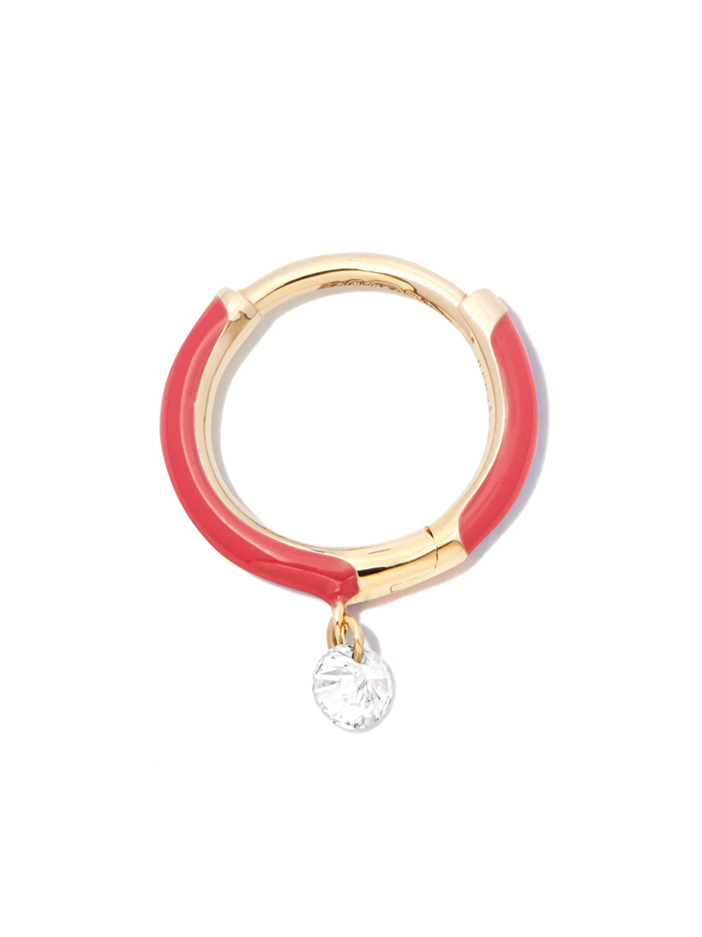 18kt yellow gold diamond hoop earring
