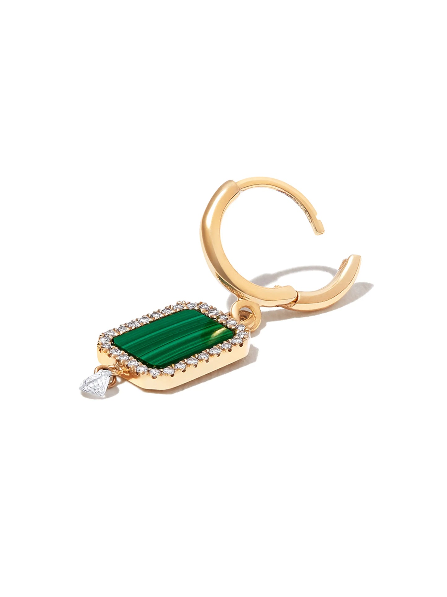 18kt yellow gold malachite diamond drop rarring