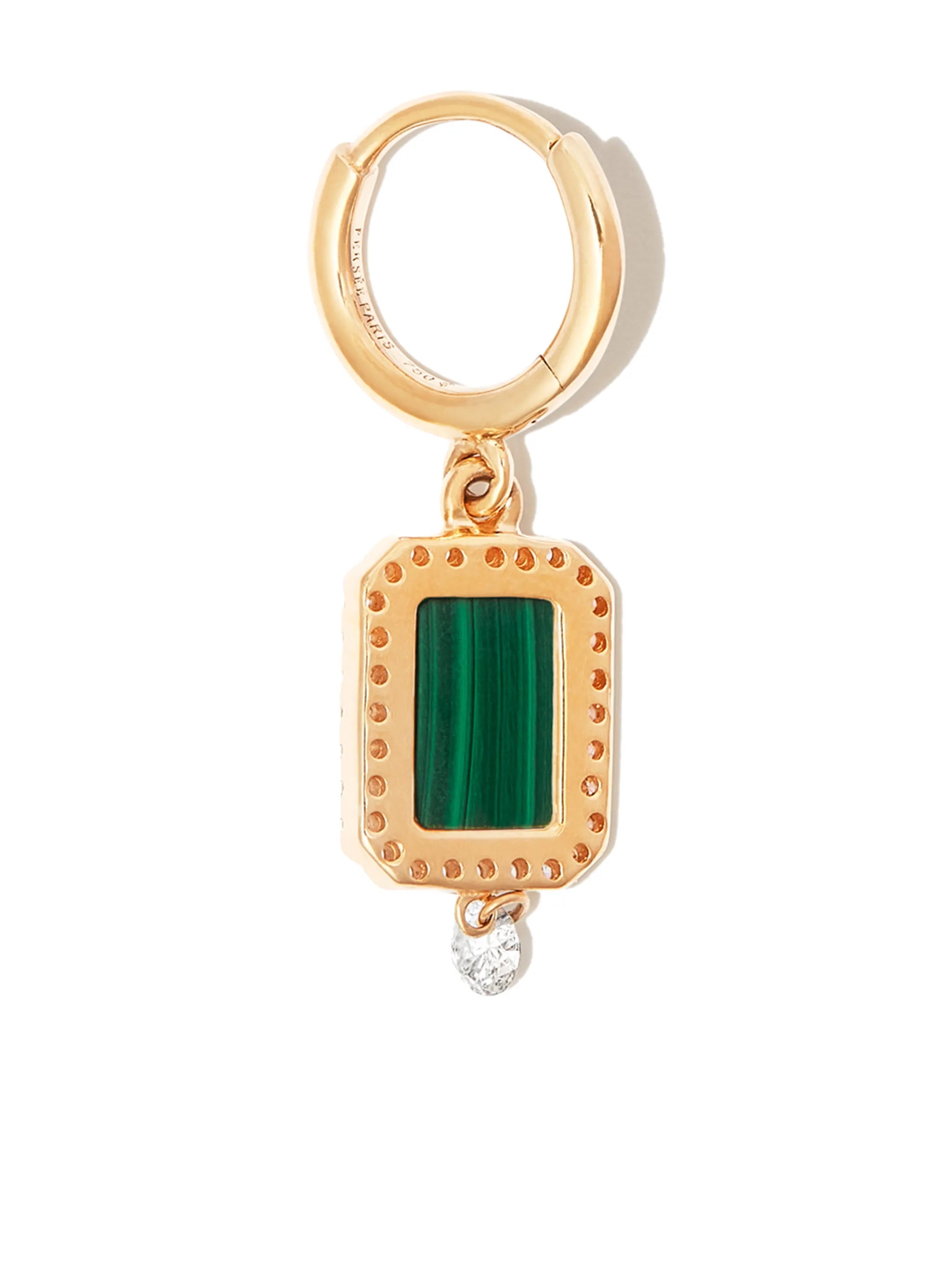 18kt yellow gold malachite diamond drop rarring