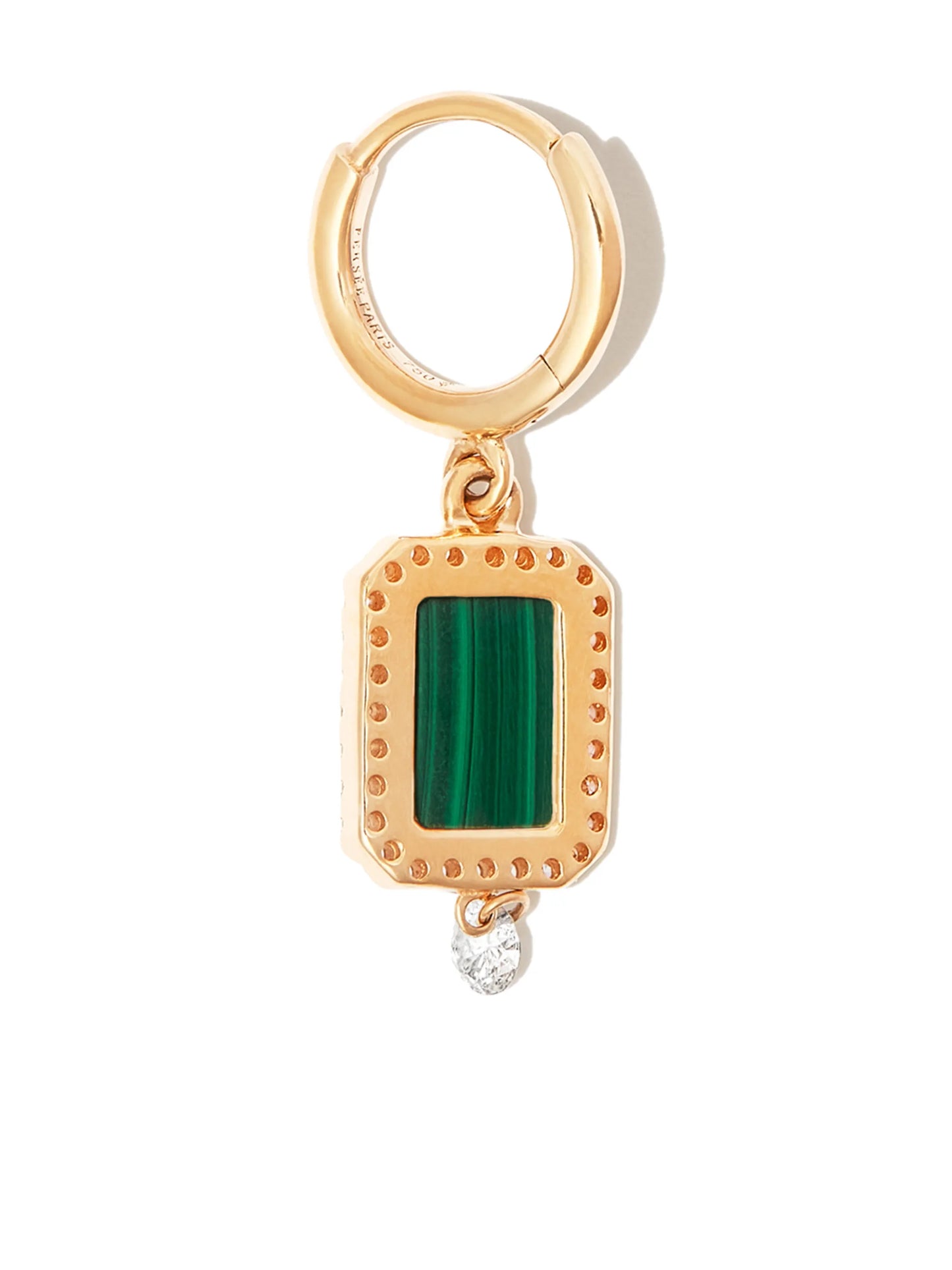 18kt yellow gold malachite diamond drop rarring