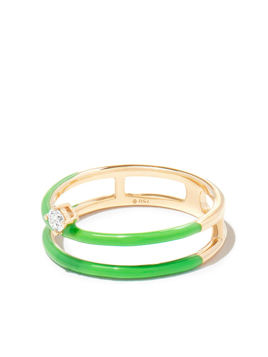 18kt yellow gold enamel and diamond ring