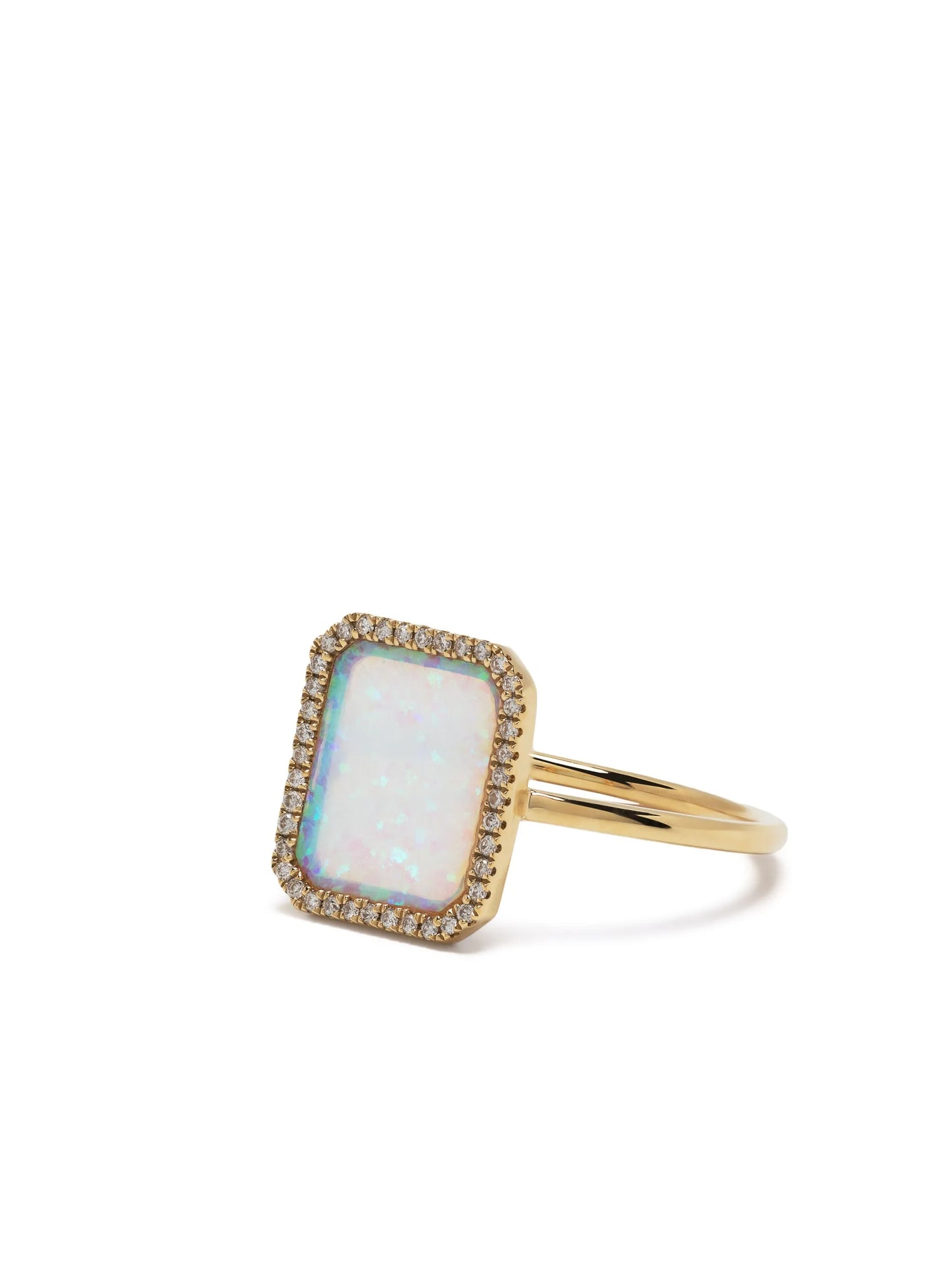 18kt yellow gold opal and diamond ring