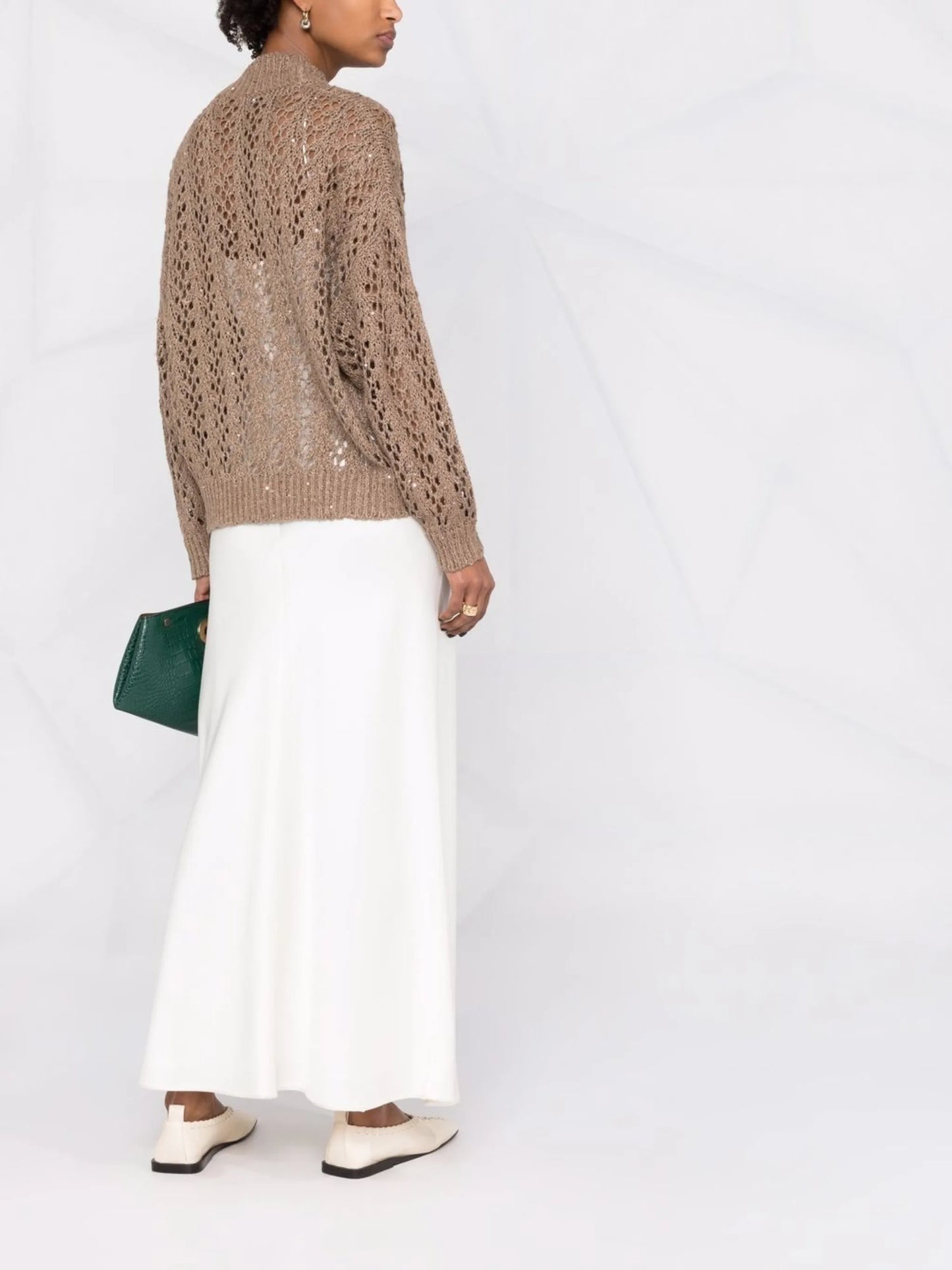open-knit linen-silk cardigan