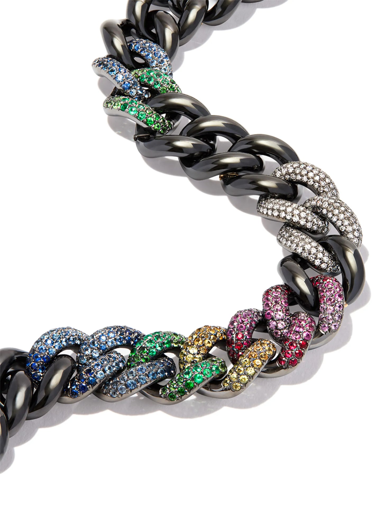18kt black gold diamond and sapphire necklace