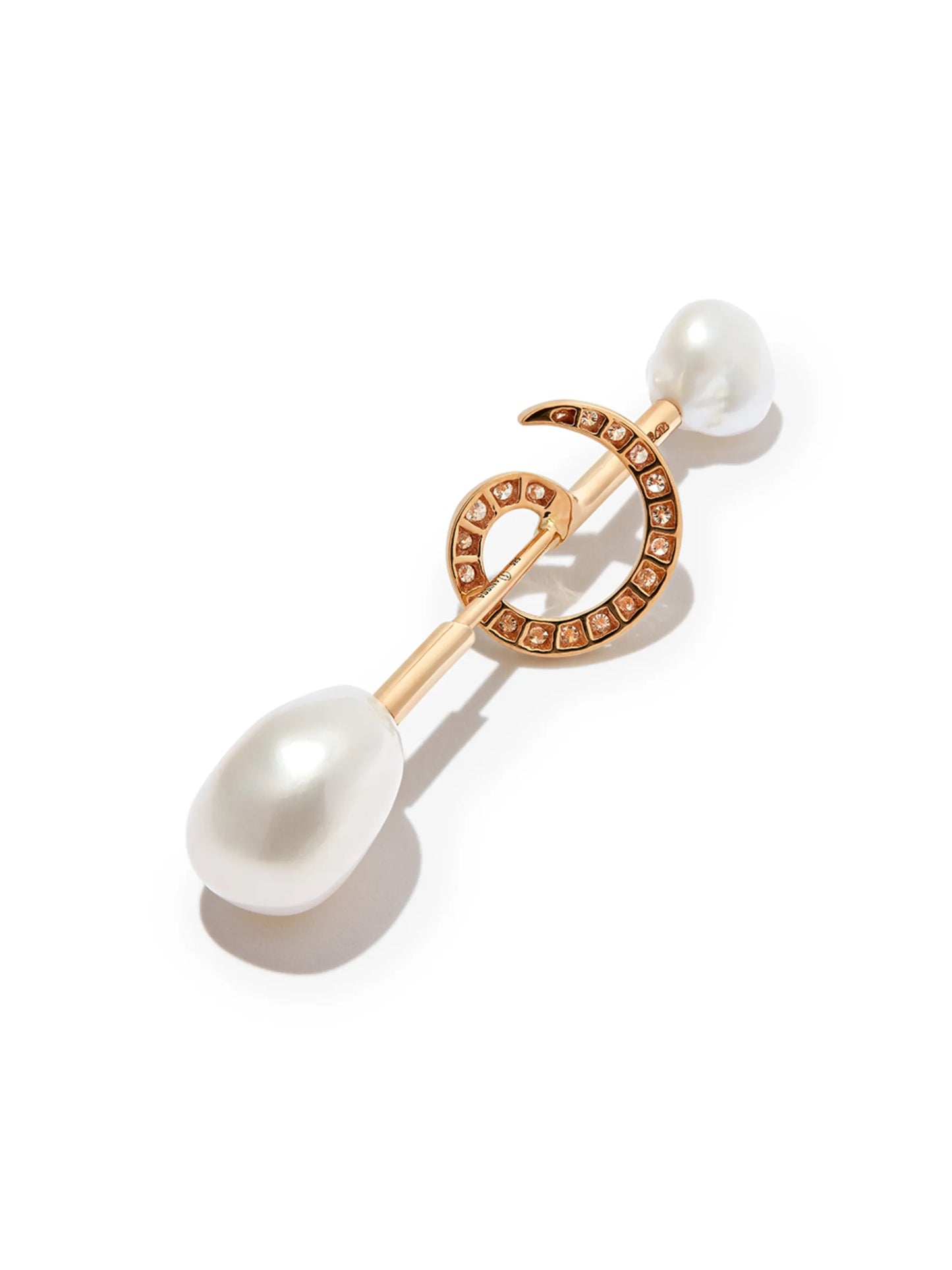 14kt yellow gold Betty pearl and diamond earring