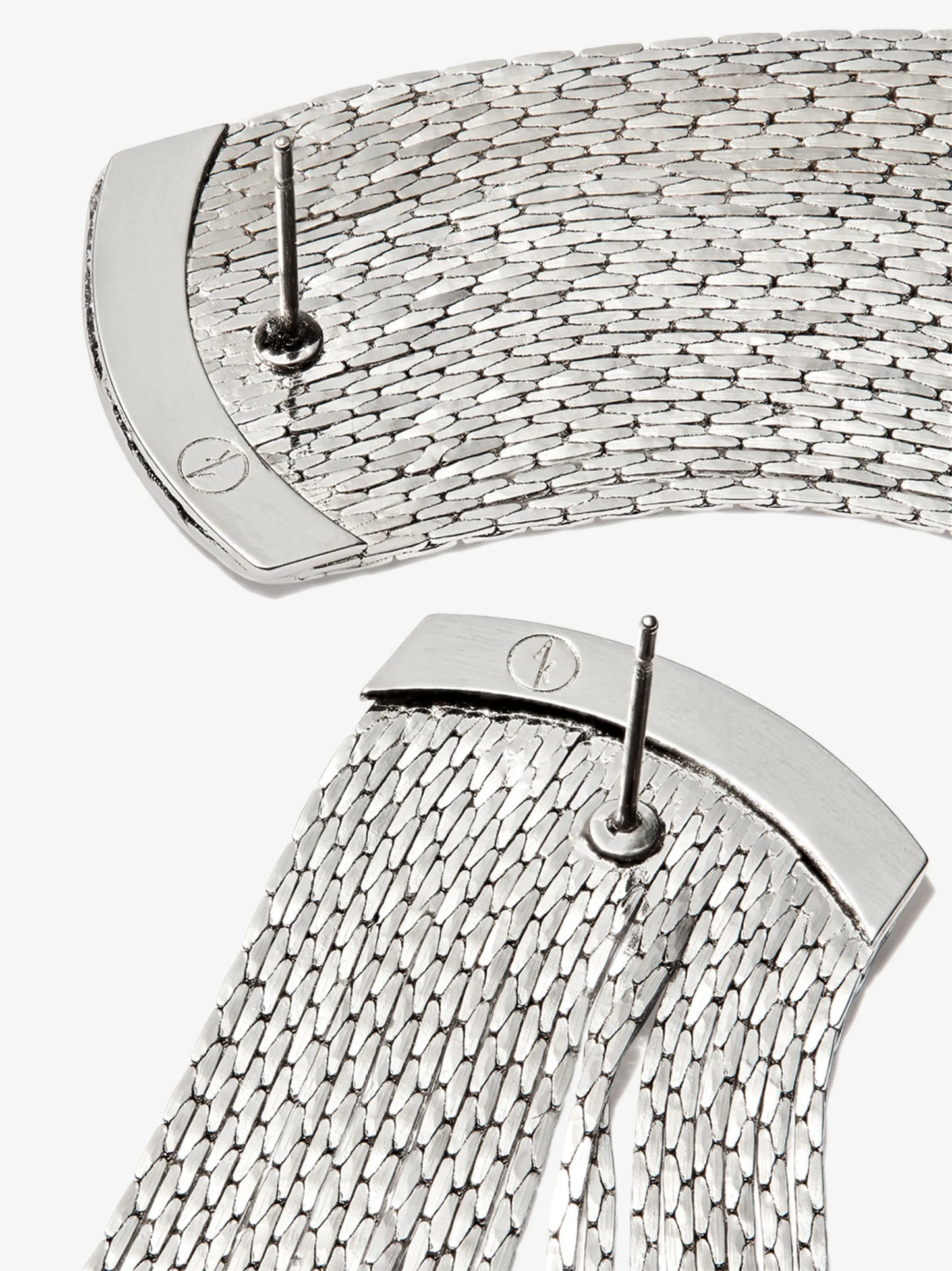 silver-plated fringed drop earrings