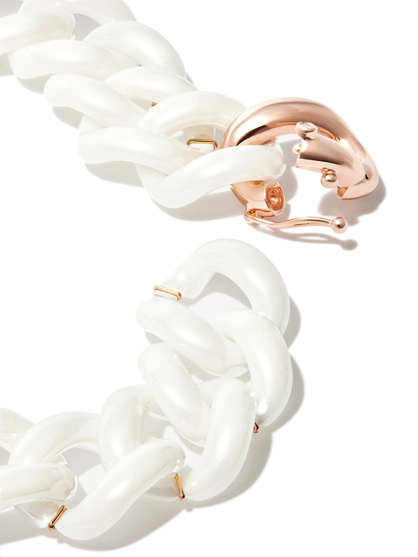 18kt rose gold ceramic sapphire curb chain bracelet