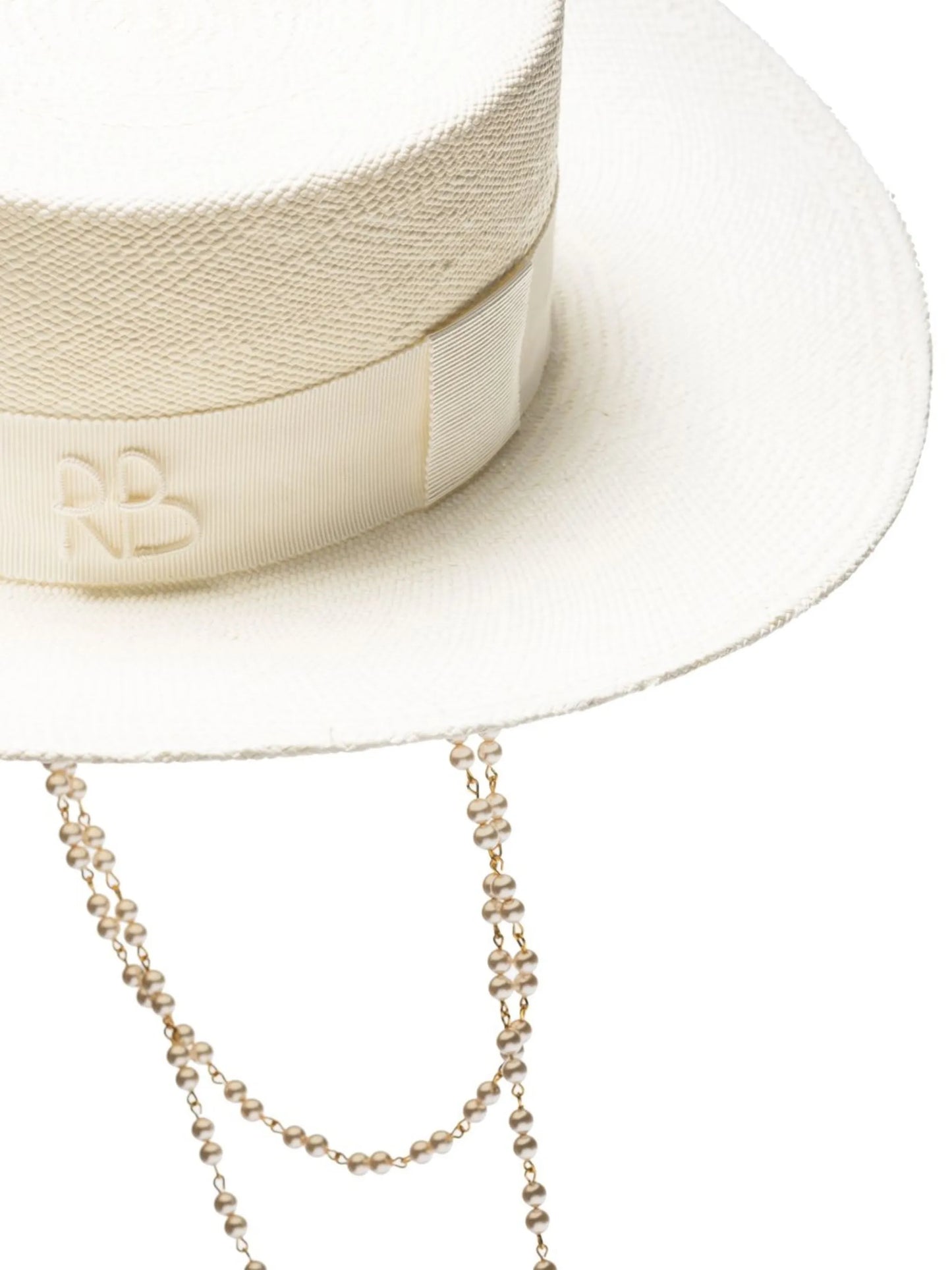 Double-chain strap boater hat