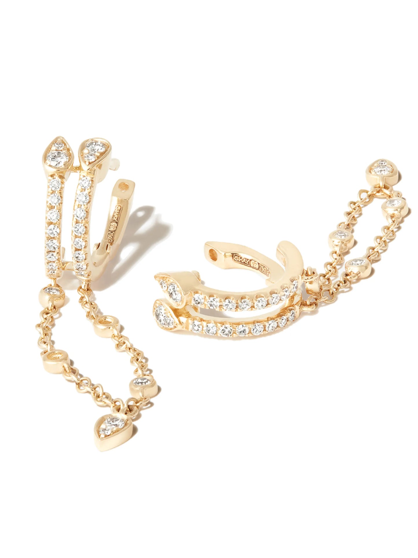 18K yellow gold diamond hoop earrings