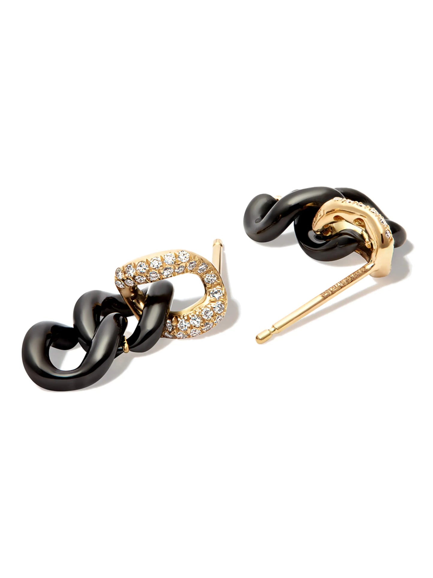 18kt yellow gold diamond and ceramic earrings