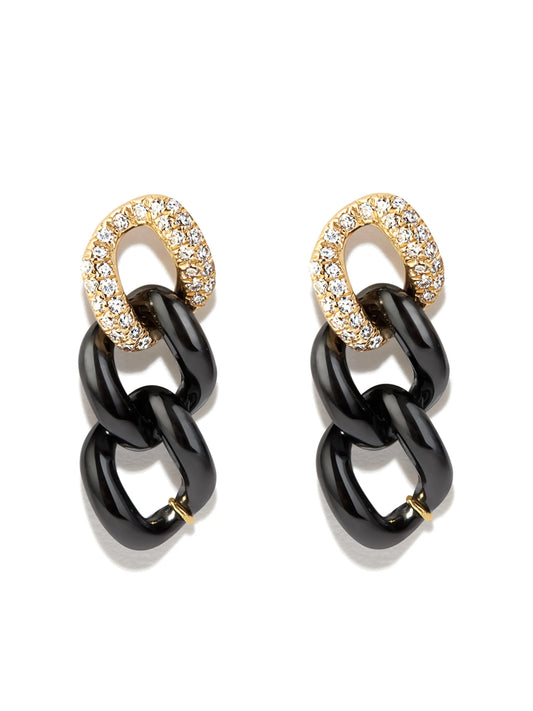 18kt yellow gold diamond and ceramic earrings