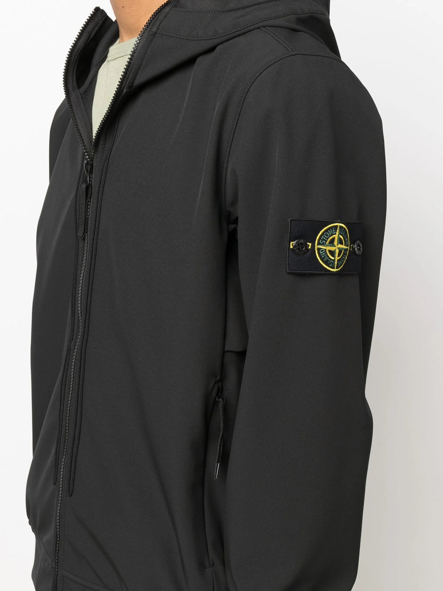 Compass-patch hooded jacket