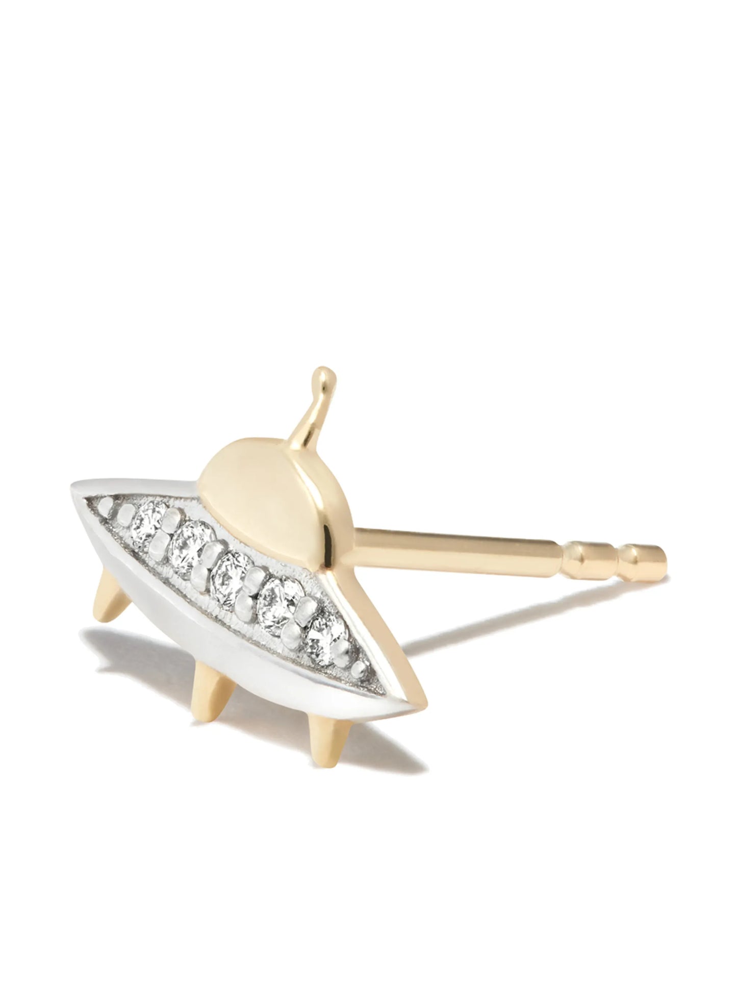 14kt yellow gold Flying Saucer diamond stud earring
