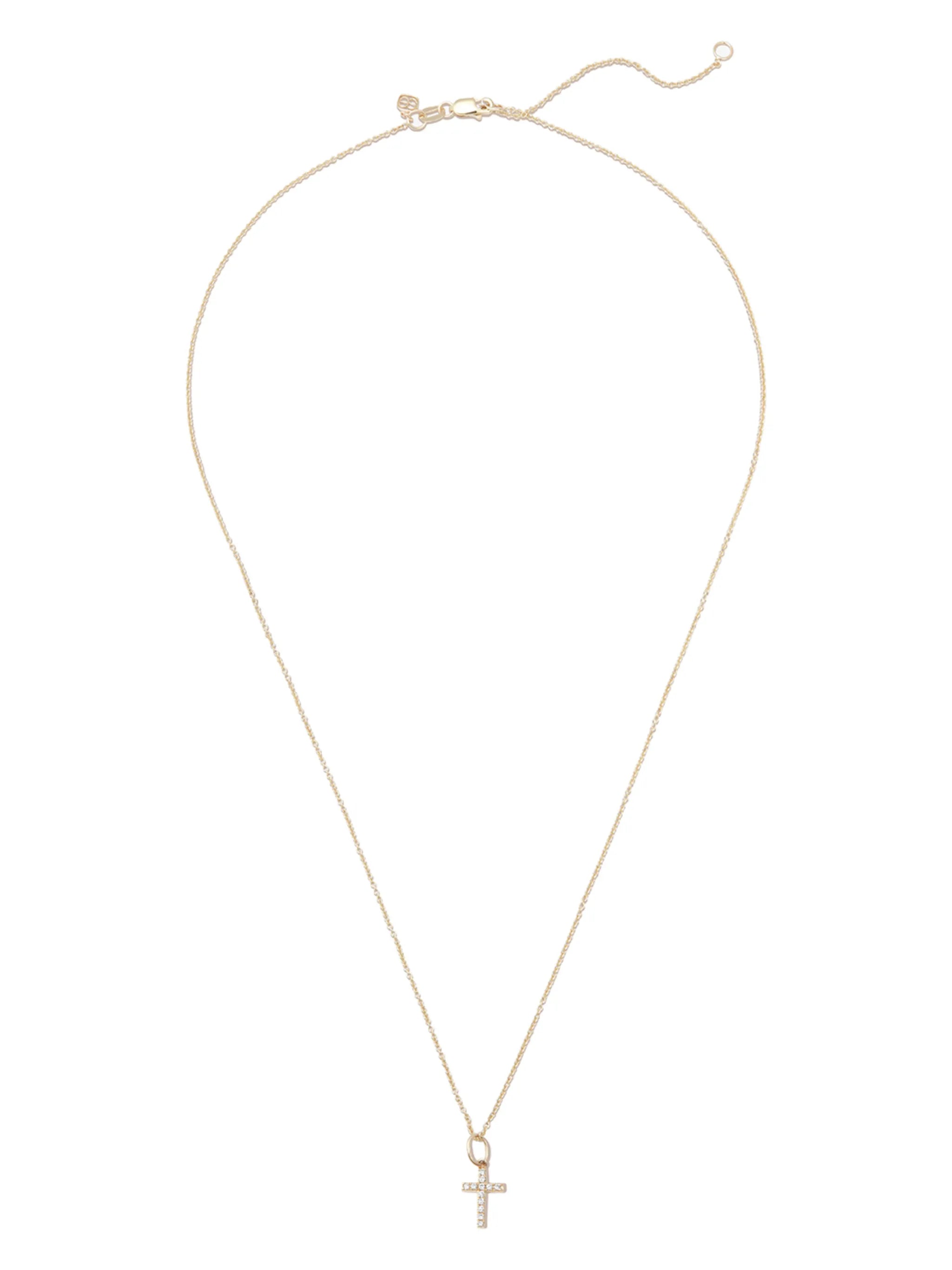 14kt yellow gold diamond cross necklace