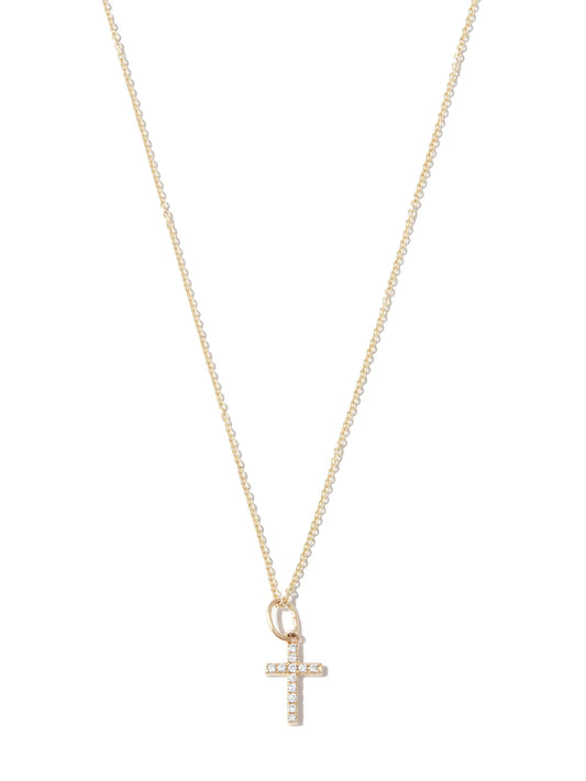 14kt yellow gold diamond cross necklace