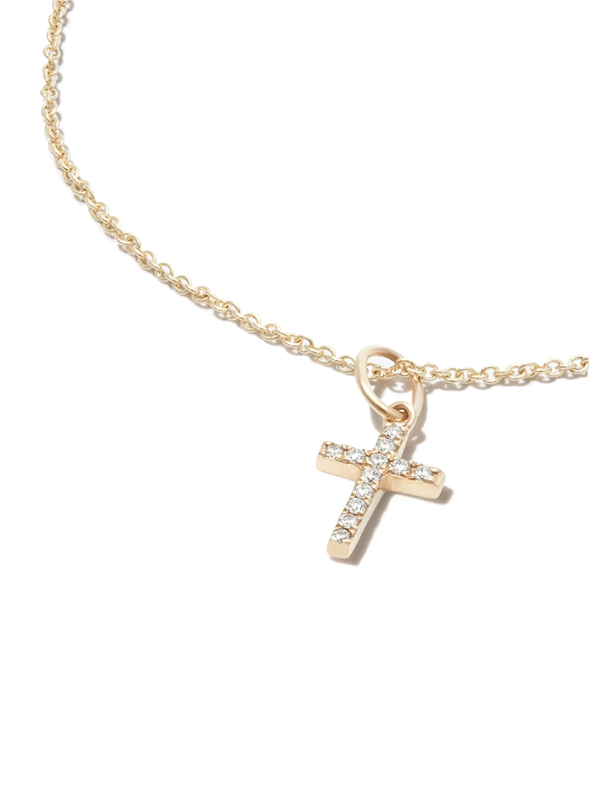 14kt yellow gold diamond cross necklace