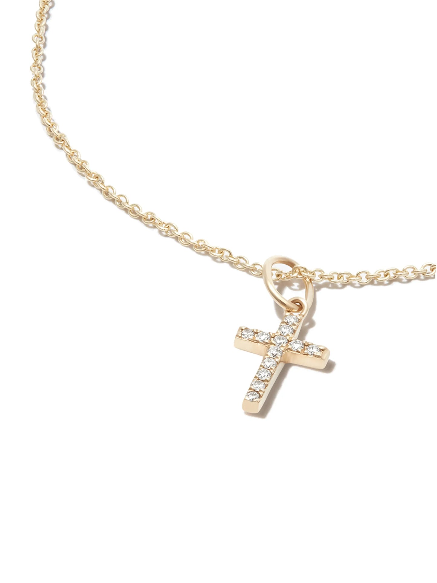 14kt yellow gold diamond cross necklace
