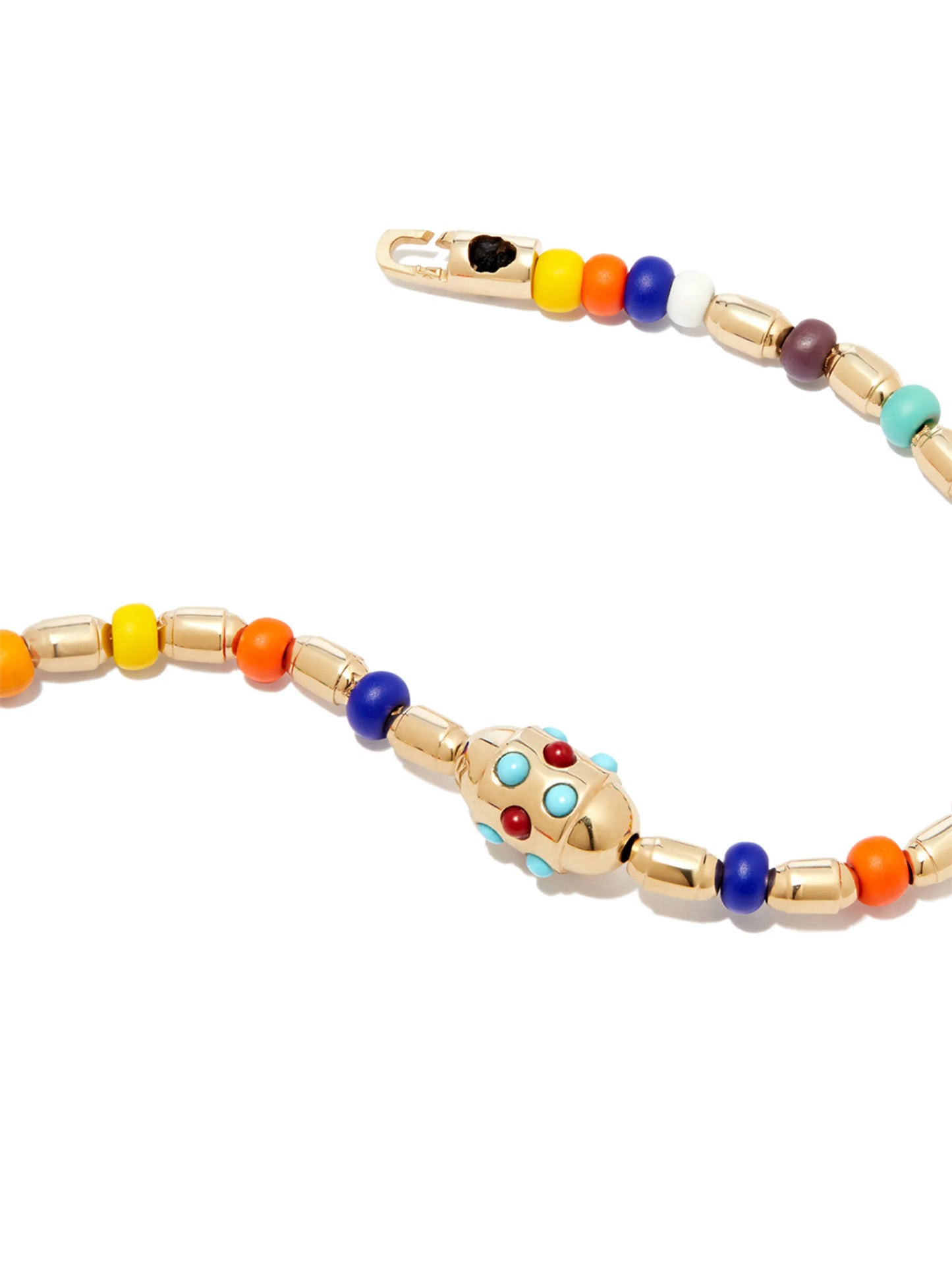 14kt yellow gold Rainbow cabochon beaded bracelet
