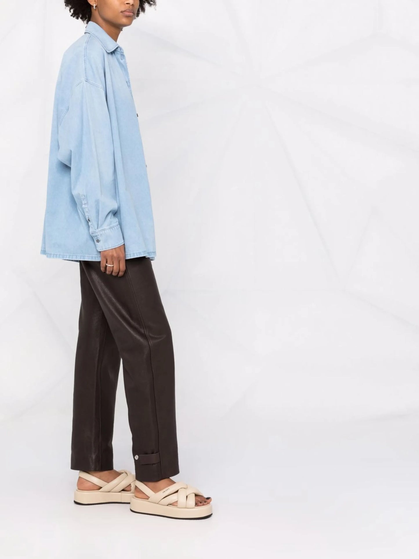 triangle logo oversized denim shirt