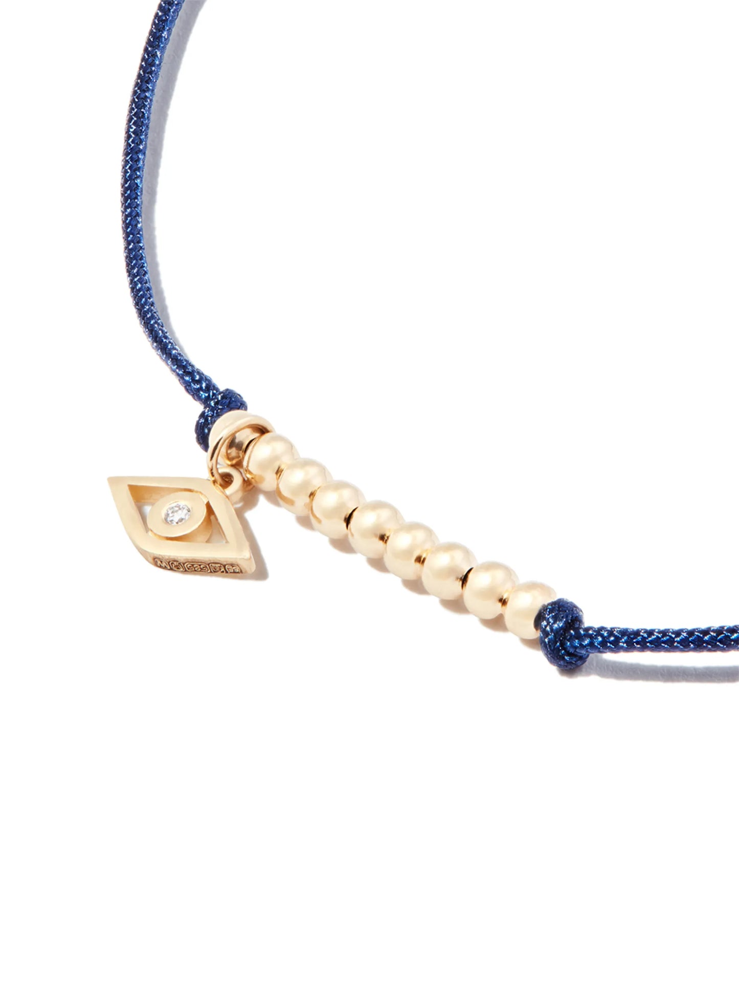 14kt yellow gold Evil eye diamond cord bracelet