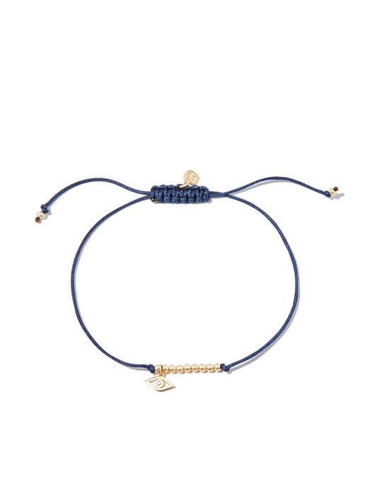 14kt yellow gold Evil eye diamond cord bracelet