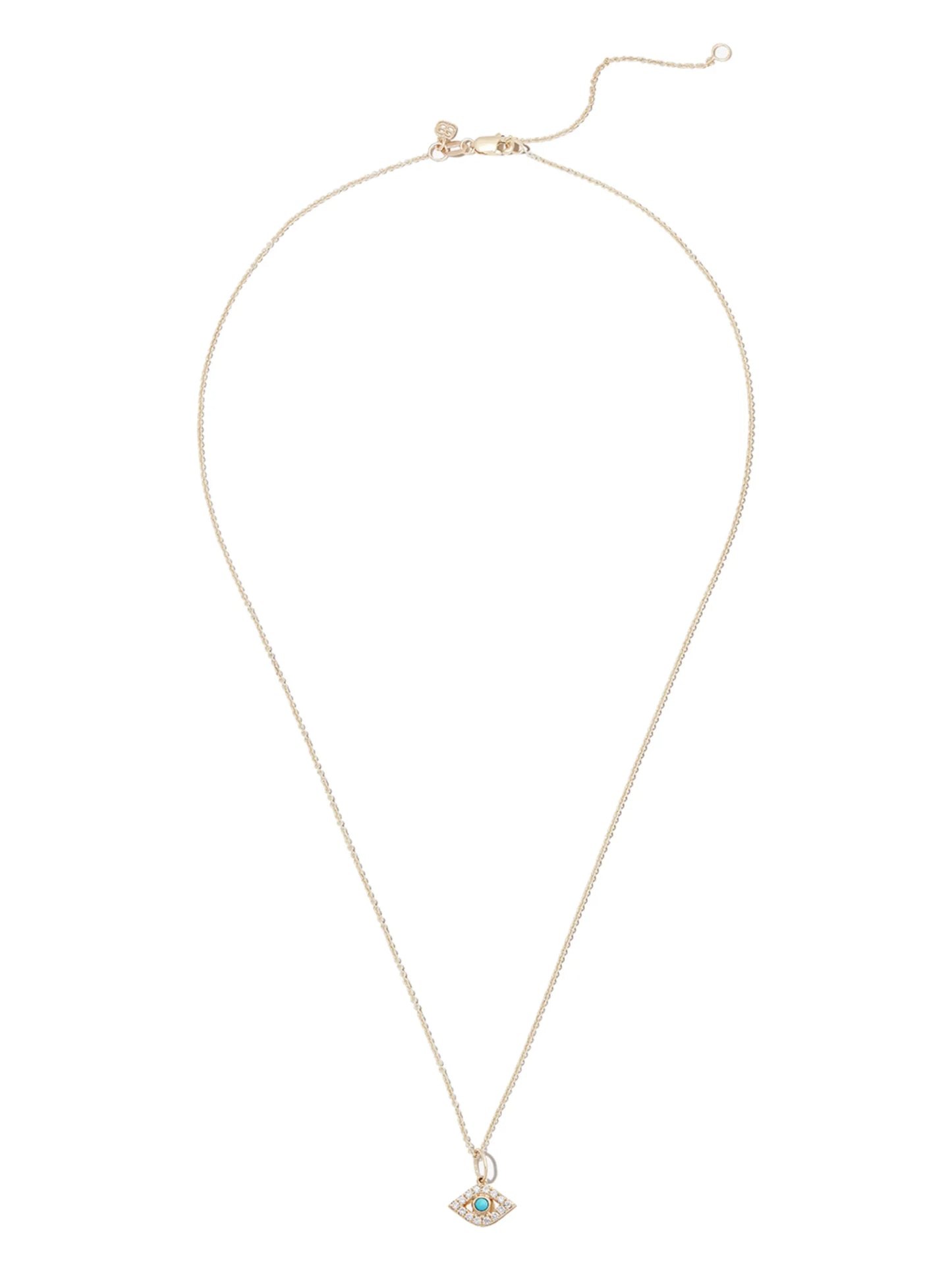 14kt yellow gold Evil Eye diamond and turquoise necklace