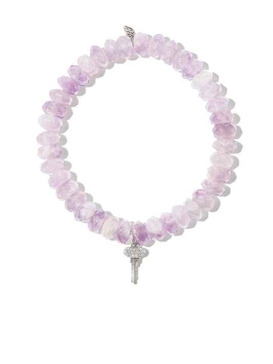 14kt white gold Mini Key amethyst and diamond bracelet