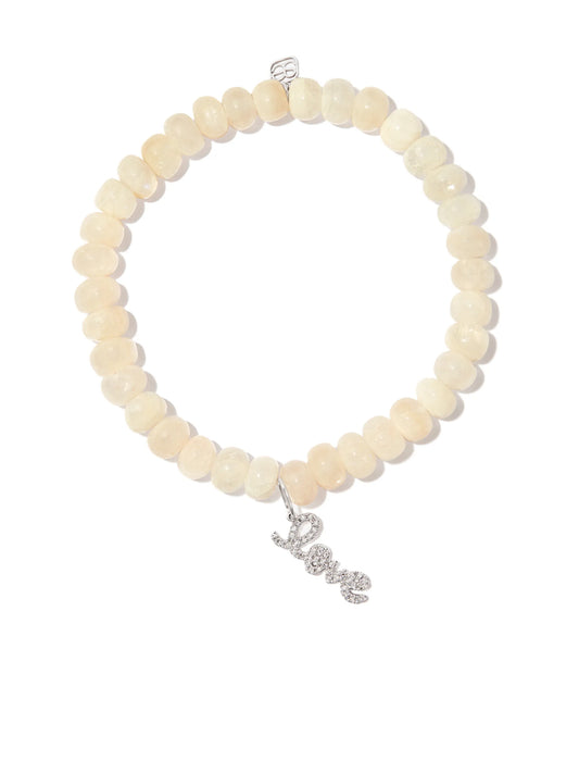 14kt yellow gold Love Script moonstone and diamond bracelet