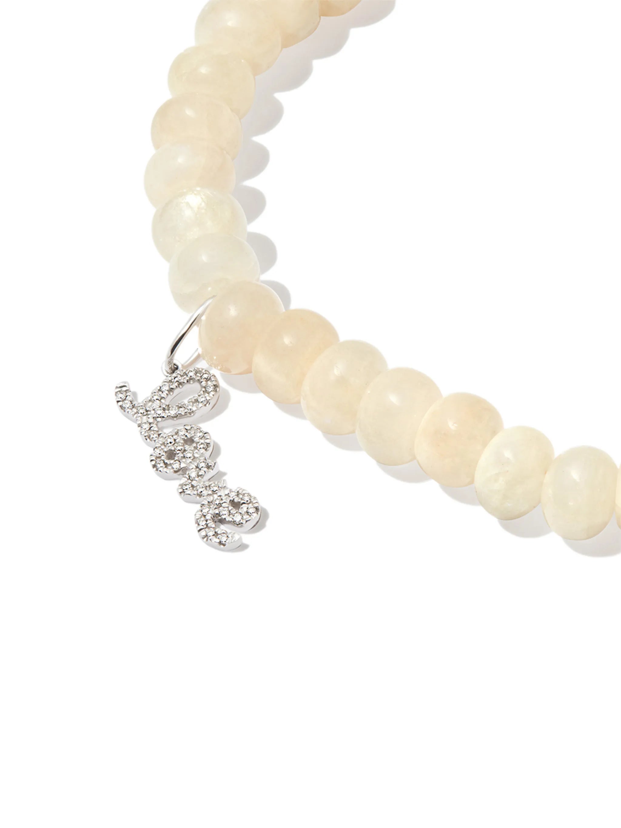14kt yellow gold Love Script moonstone and diamond bracelet