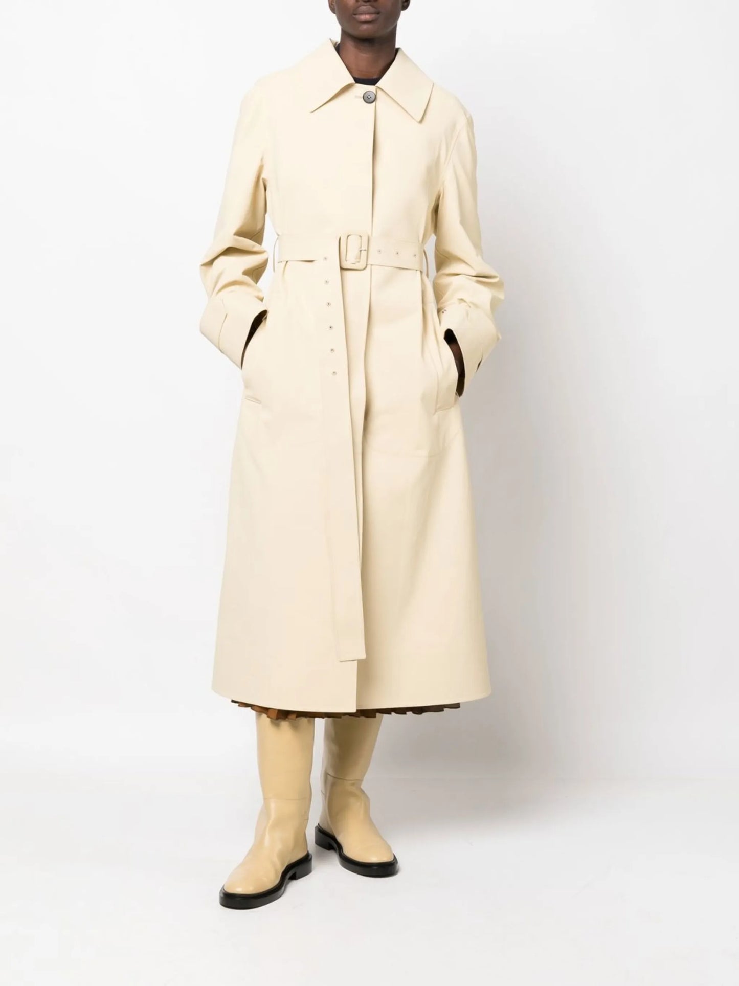 hooded cotton trench coat