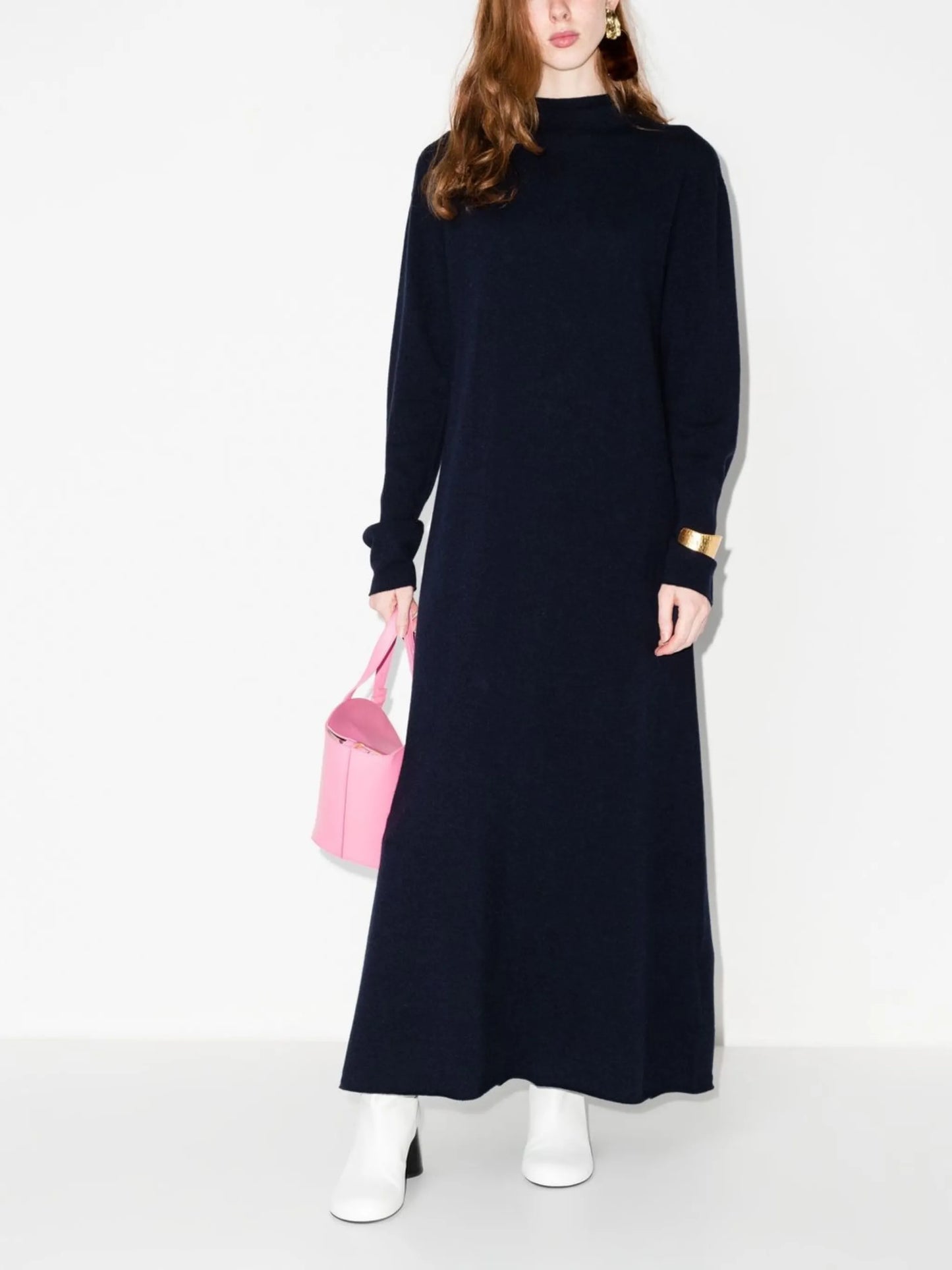 + maxi high-neck knitted dress